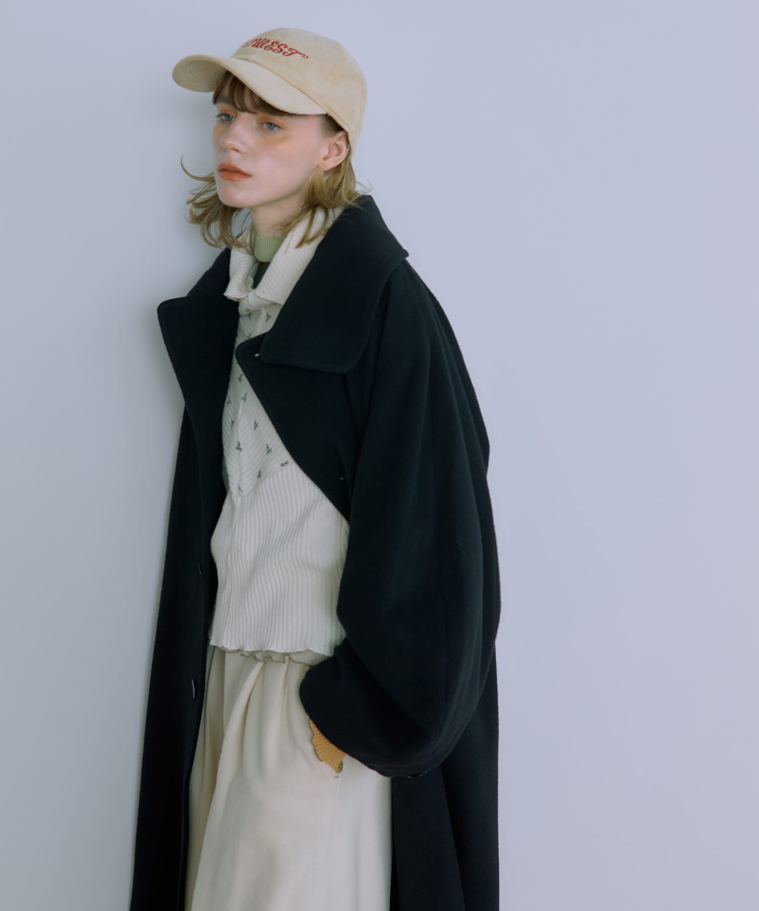 cwtch　WOOL LONG COAT BLACK FREE