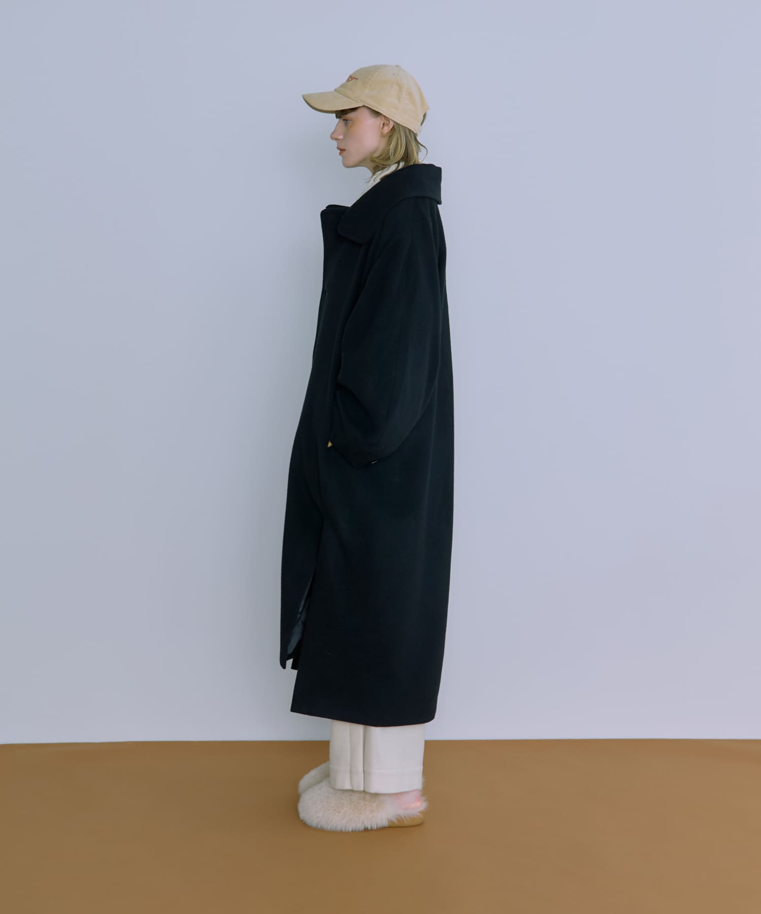 cwtch　WOOL LONG COAT BLACK FREE