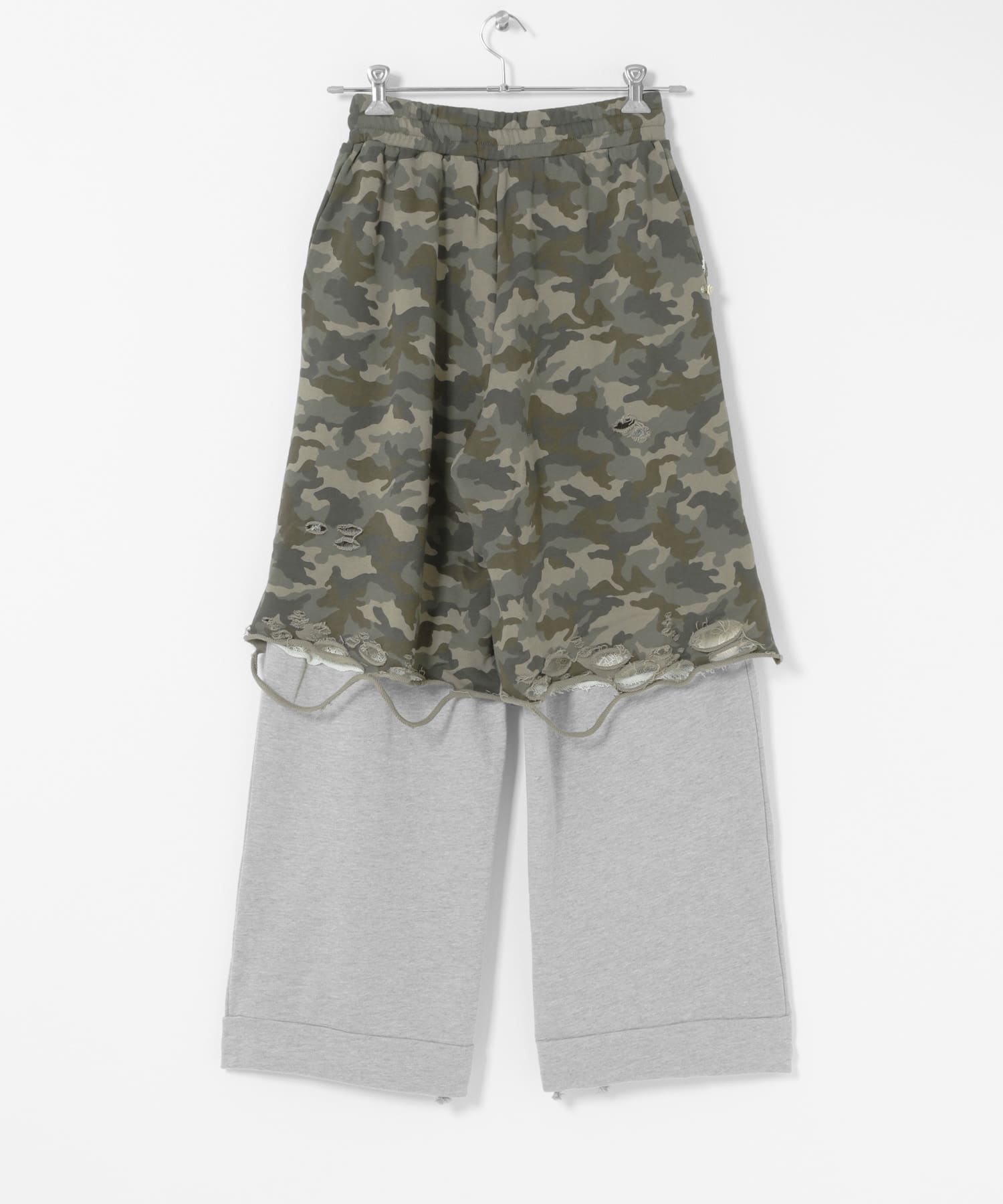 neith.tokyo　Layered Crush Pants Camo×Gray Free