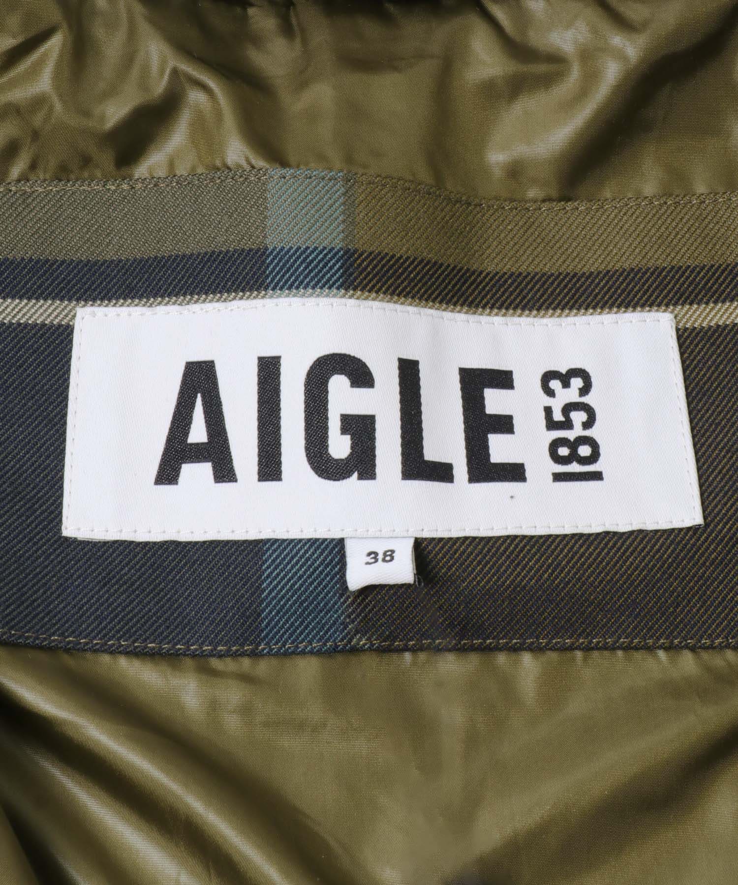 AIGLE　透湿防水 チェックパターンロングジャケット TERRA 36