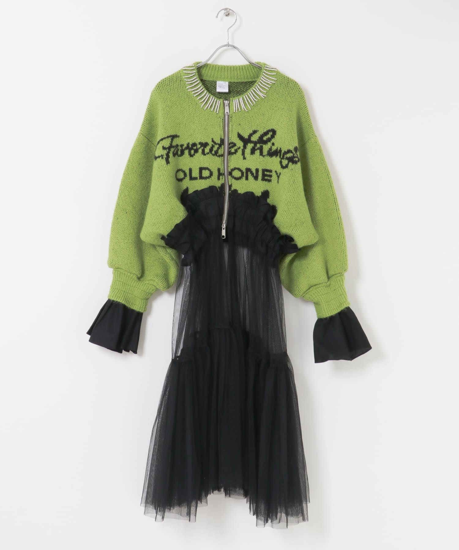 old honey　78°C knit zipup 03green FREE