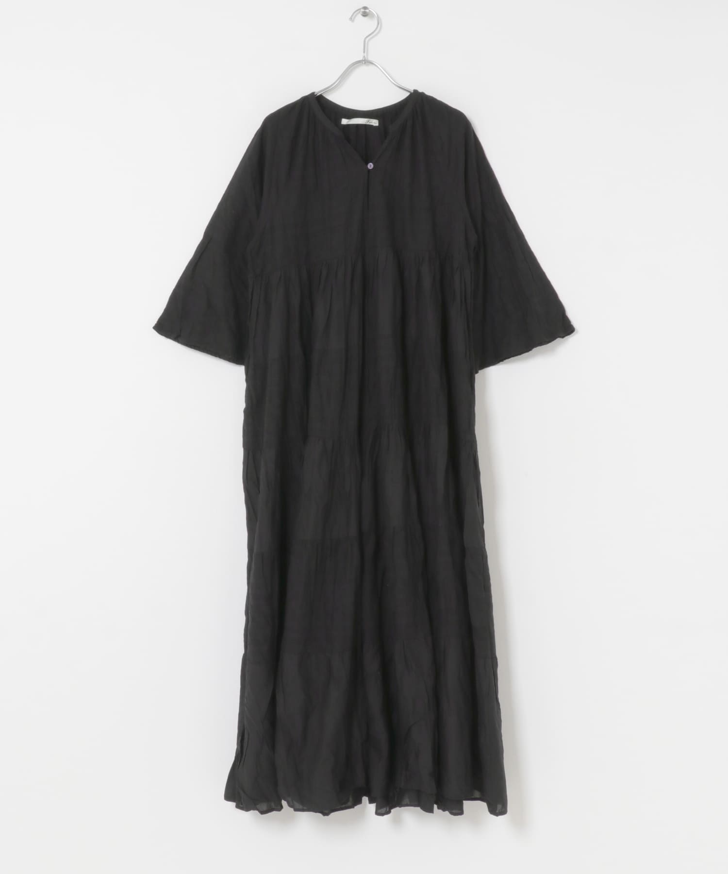 FANAKA　TIERED DRESS BLACK FREE