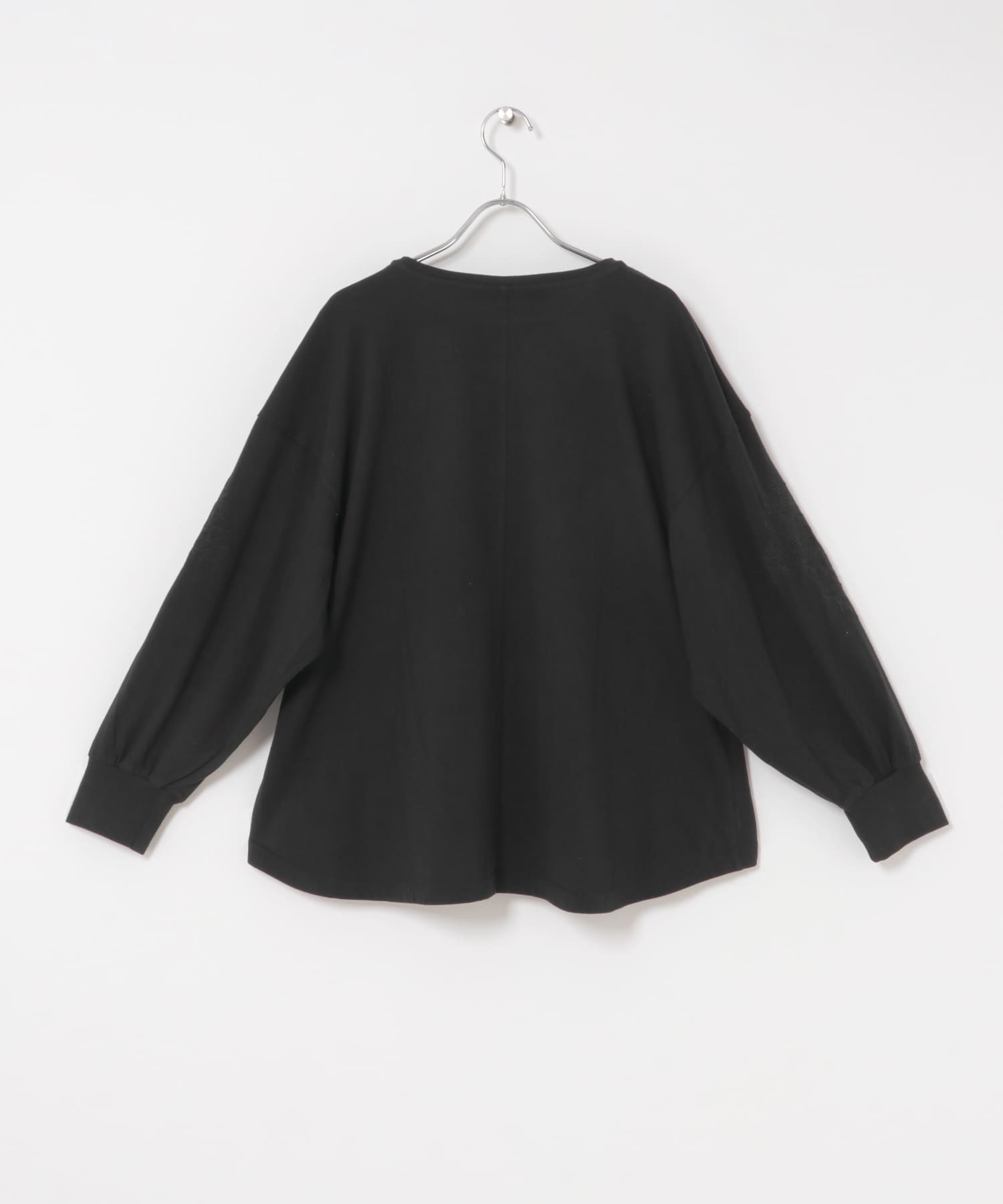 FANAKA 　MBROIDERY L/S P/O BLACK FREE