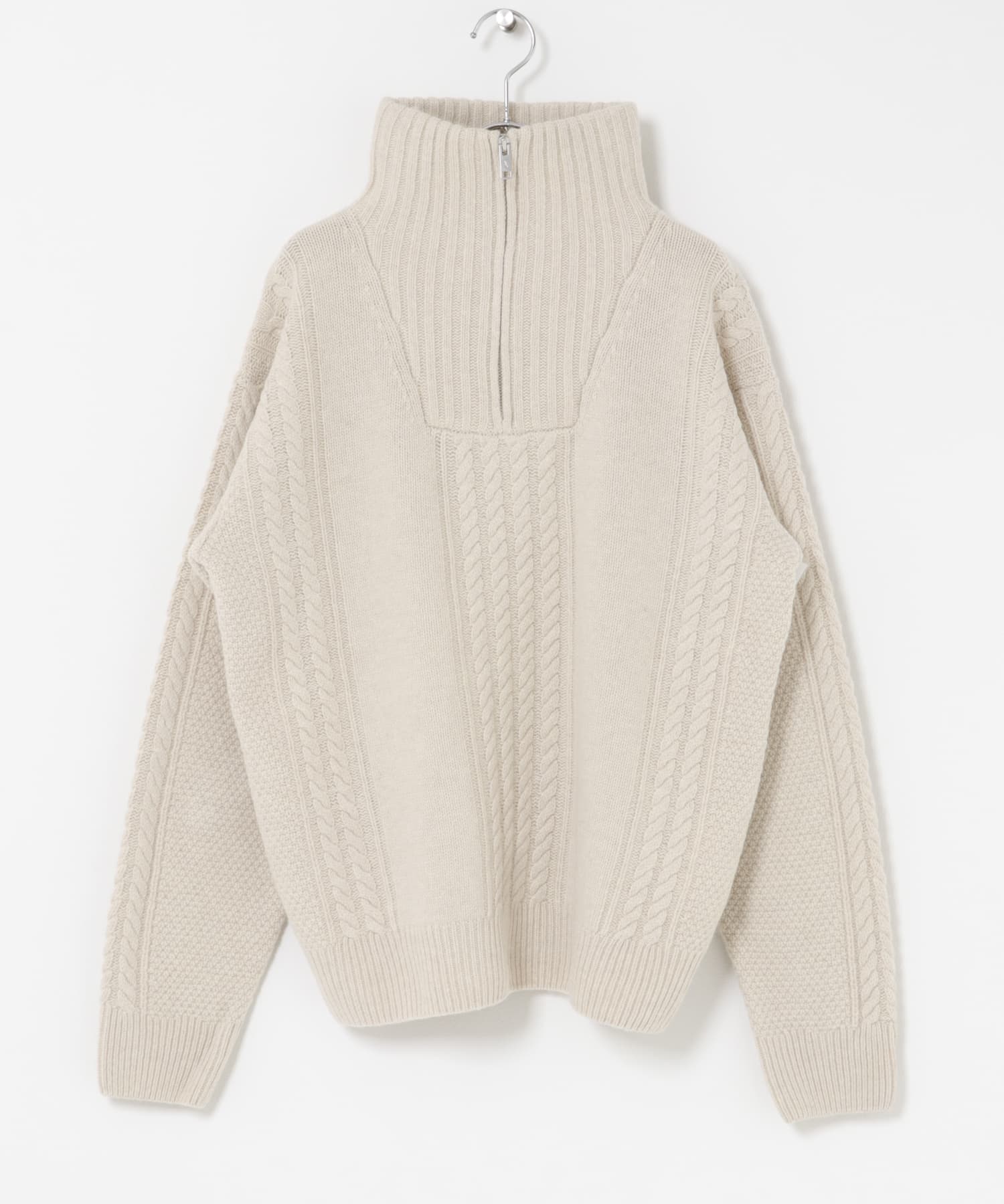 AIGLE　ケーブルニット ハーフジップセーター SABLE M