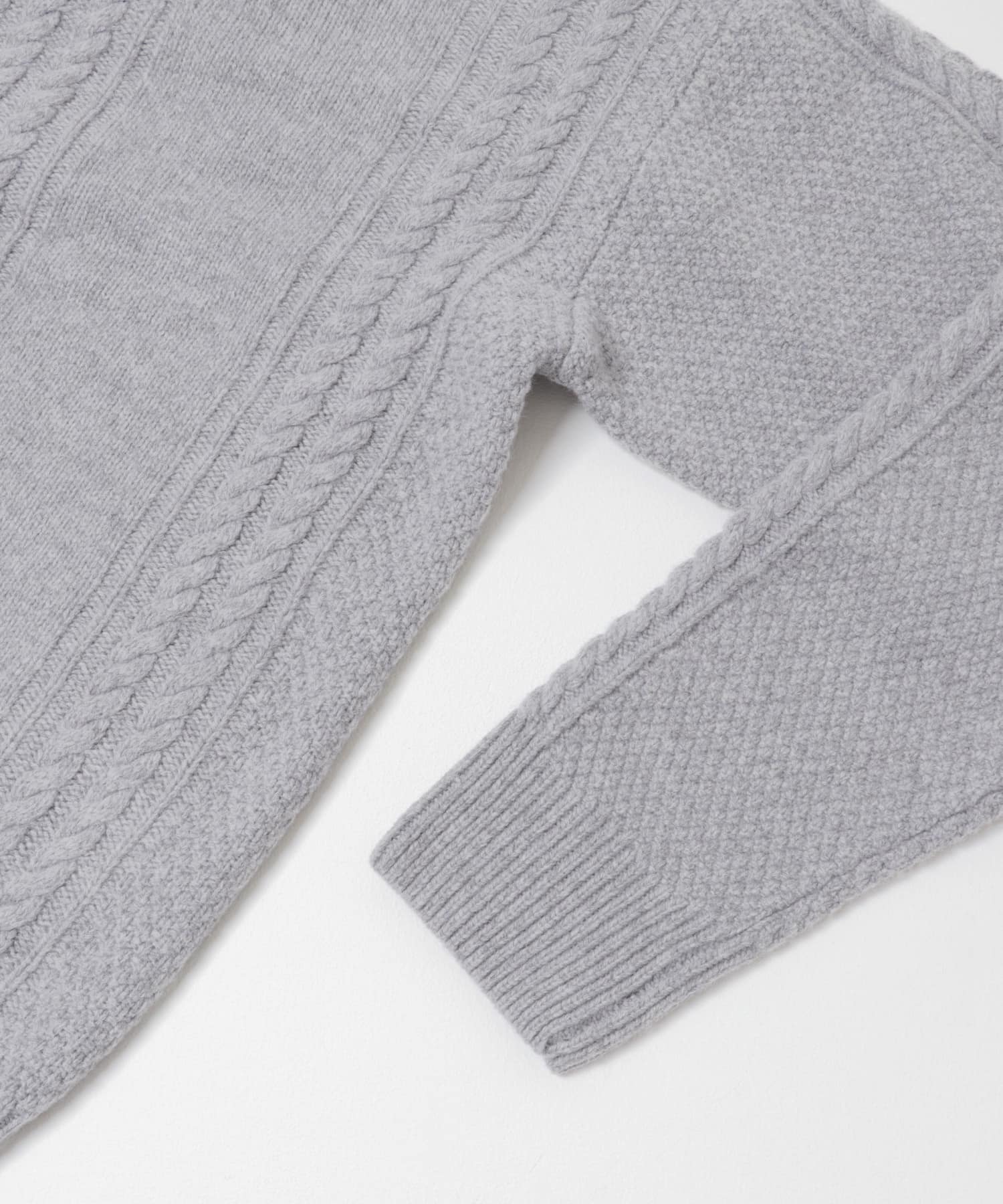 AIGLE　ケーブルニット ハーフジップセーター L.GREY M