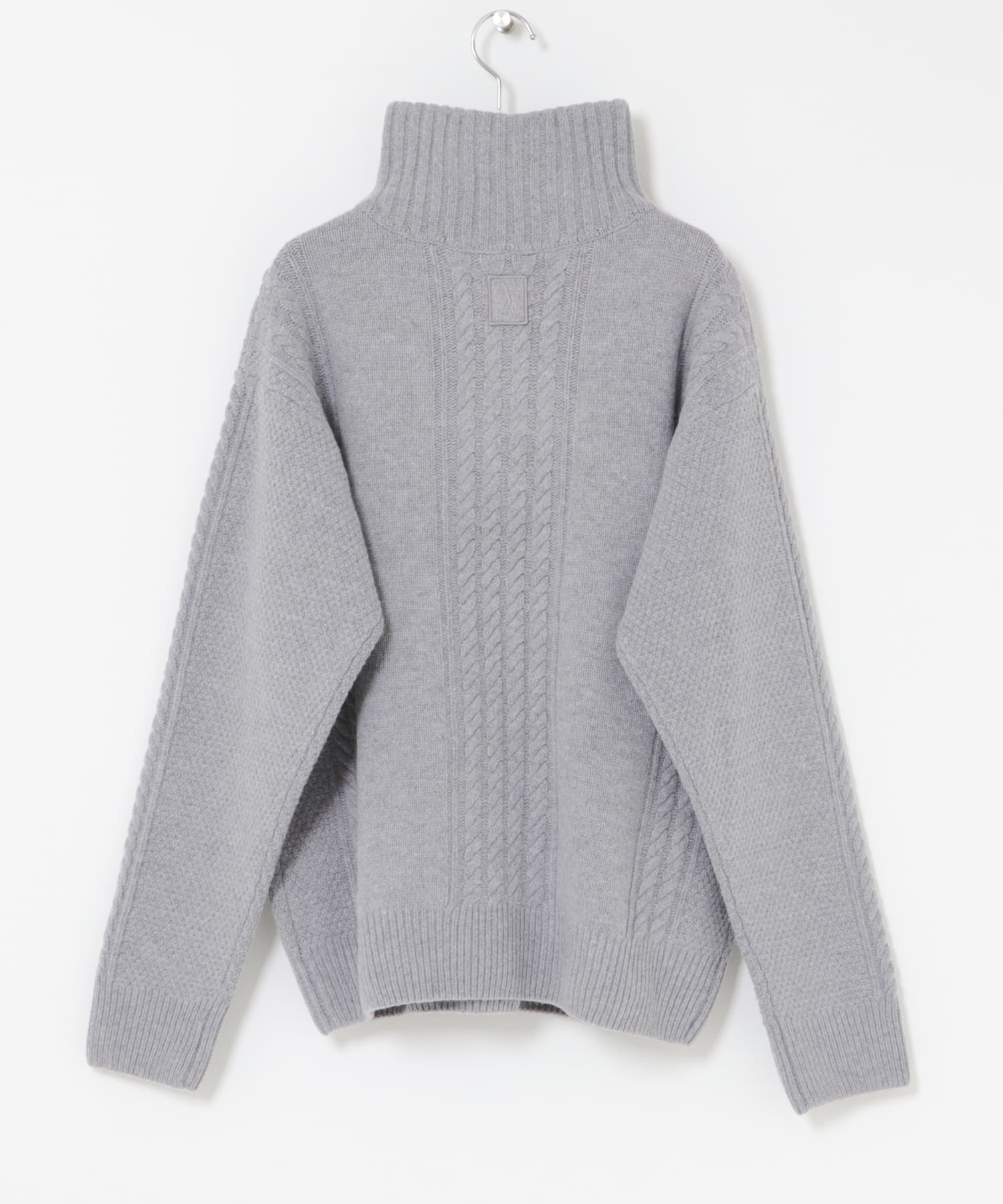 AIGLE　ケーブルニット ハーフジップセーター L.GREY M