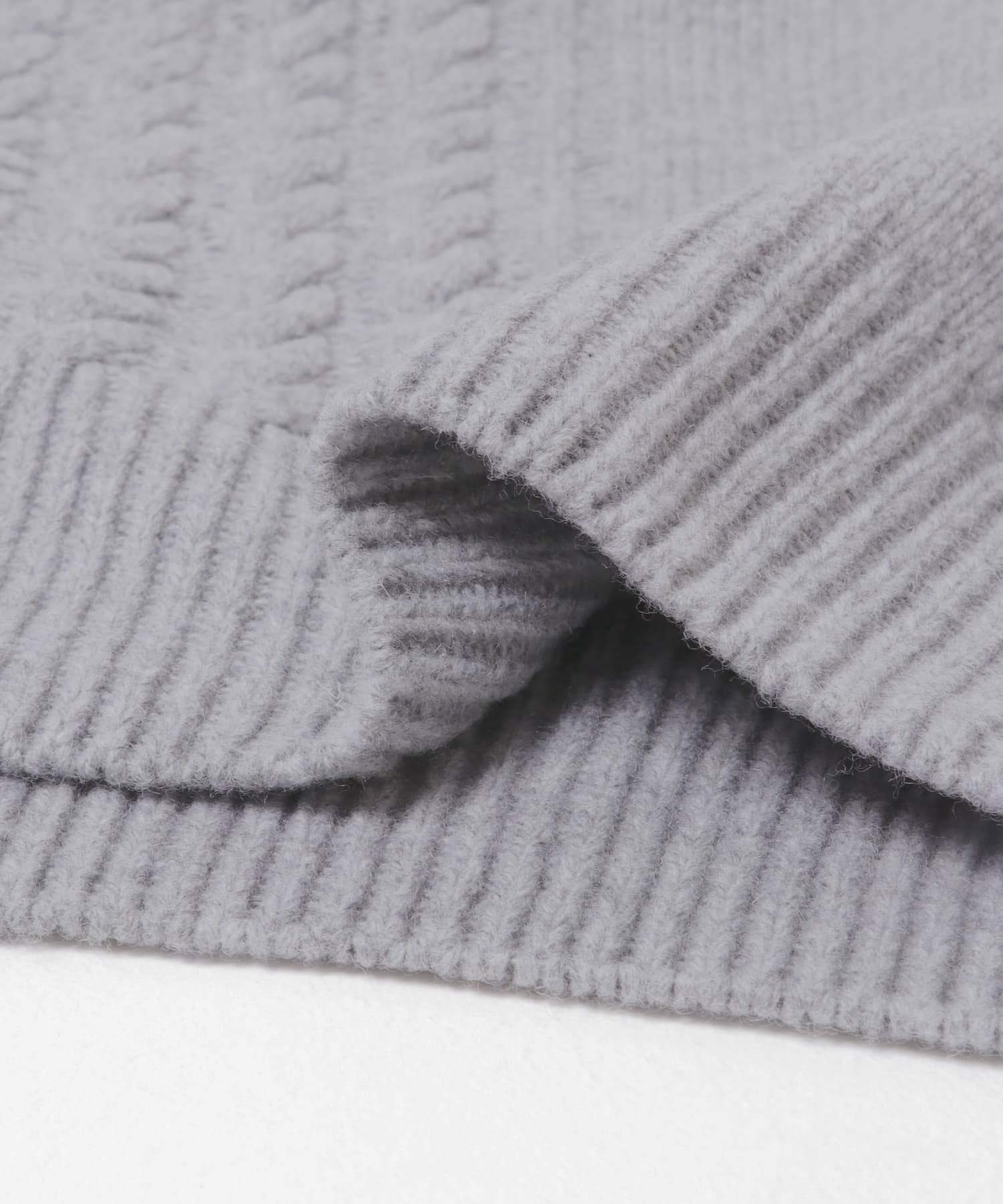 AIGLE　ケーブルニット ハーフジップセーター L.GREY M