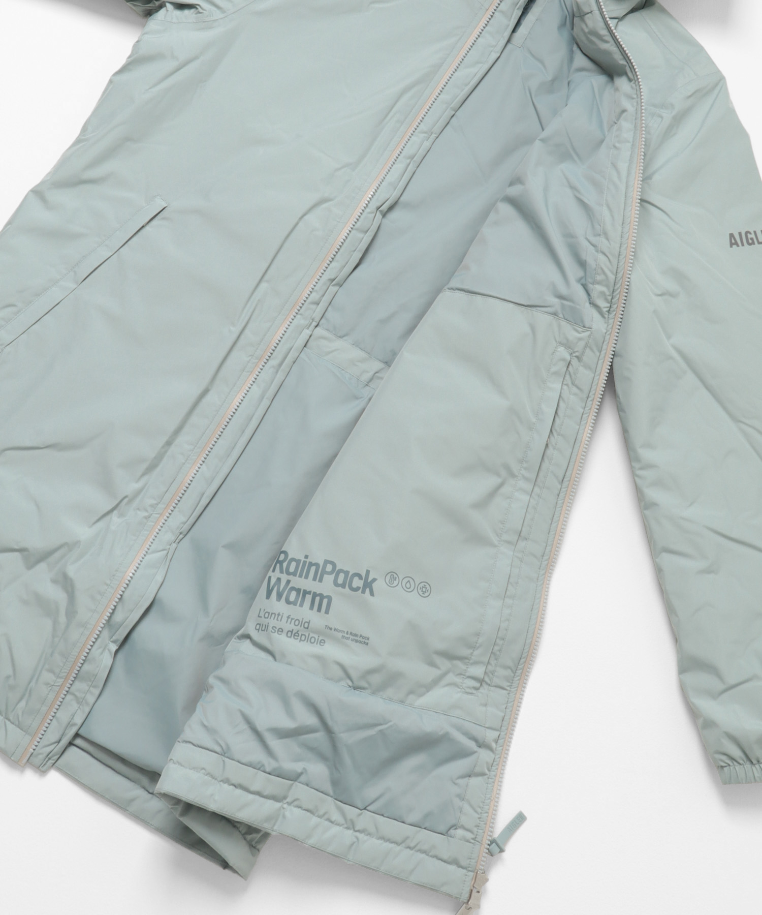 AIGLE　透湿防水 レインパックウォーム ロングジャケット M.BLUE M/L