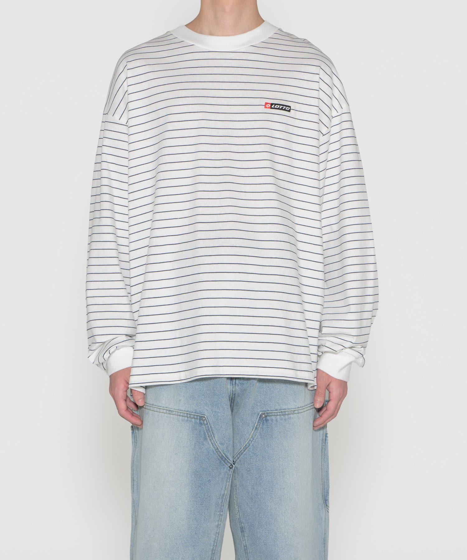 LOTTO　FINE BORDER LONG-SLEEVE T-SHIRTS WHITE M