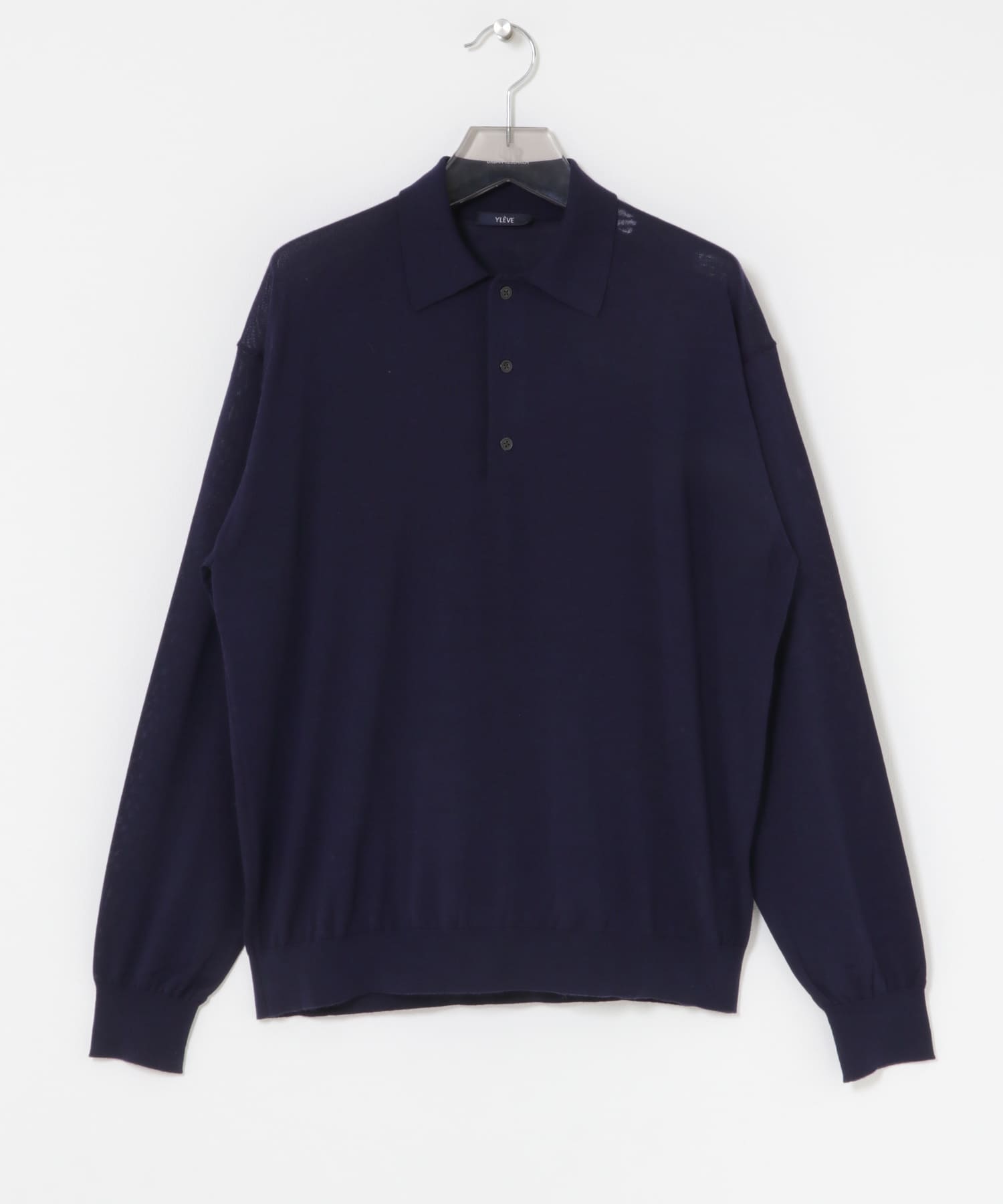 YLEVE　W/S CASHMERE  KNIT POLO 120 NAVY 4