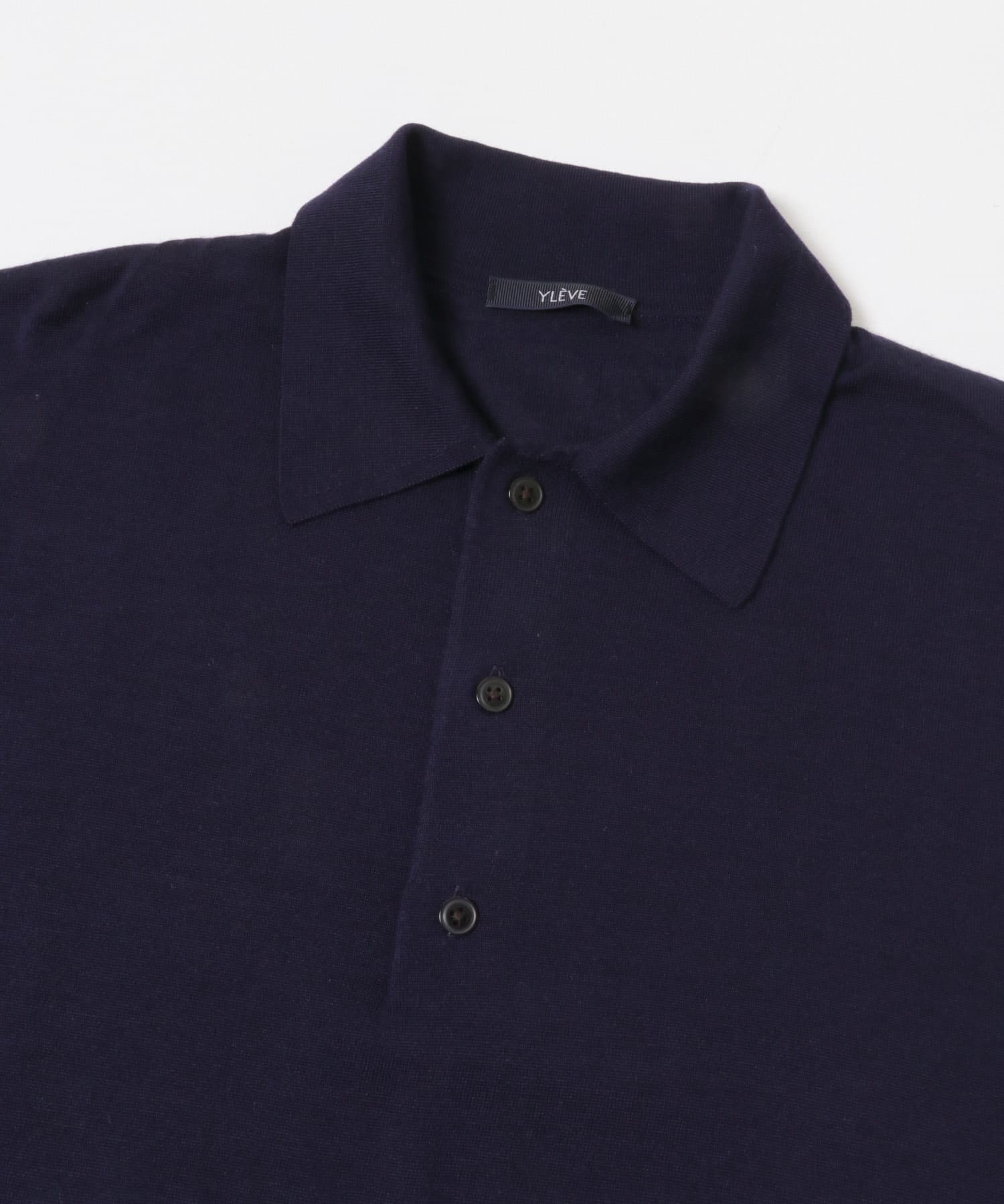 YLEVE　W/S CASHMERE  KNIT POLO 120 NAVY 4