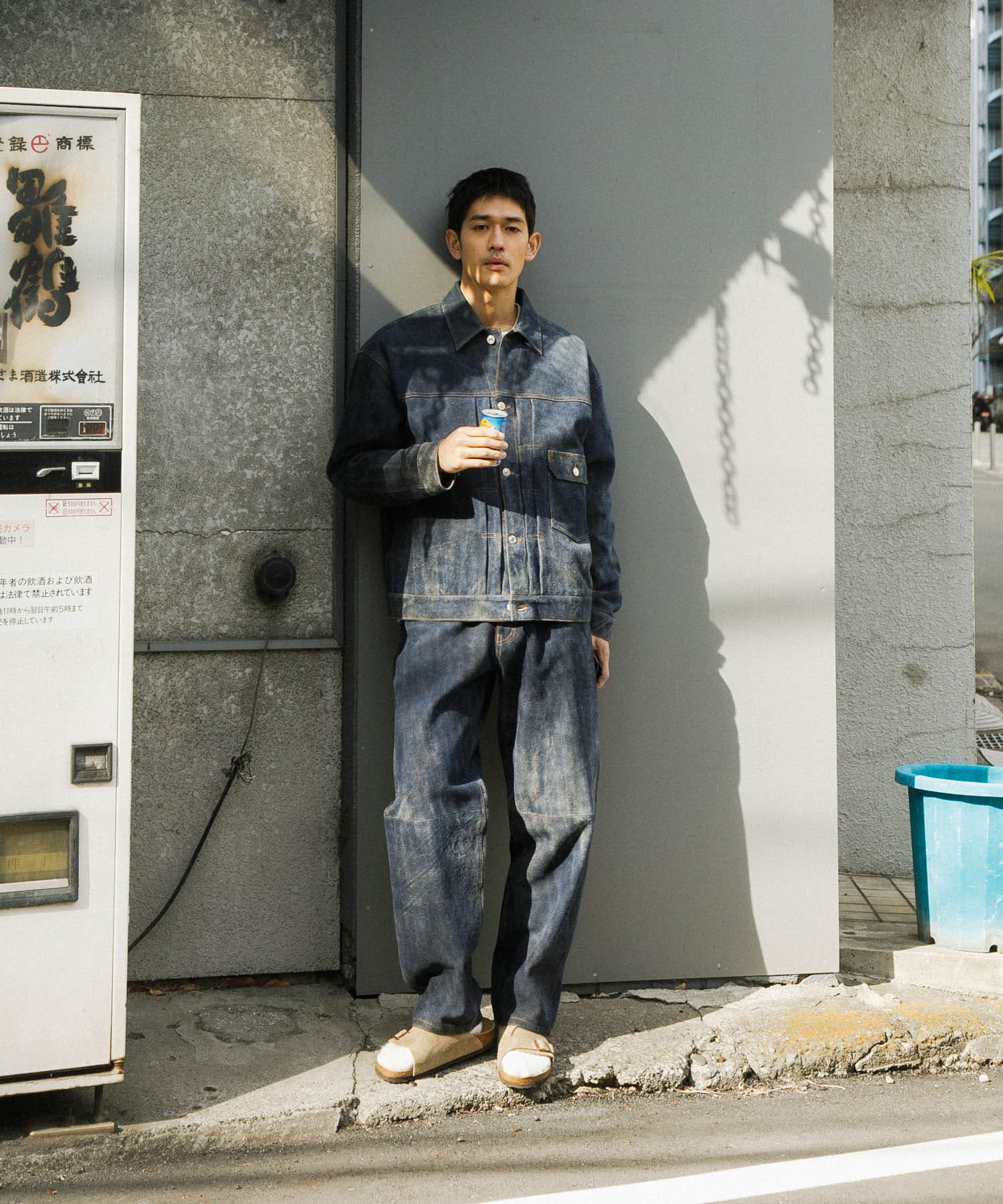 『別注』SEVEN BY SEVEN×URBAN RESEARCH　LEATHER WIDE PANTS NAVY M