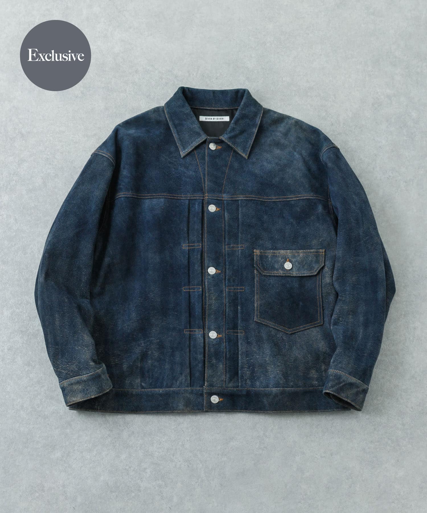 『別注』SEVEN BY SEVEN×URBAN RESEARCH　1ST TYPE LEATHER JACKET NAVY L