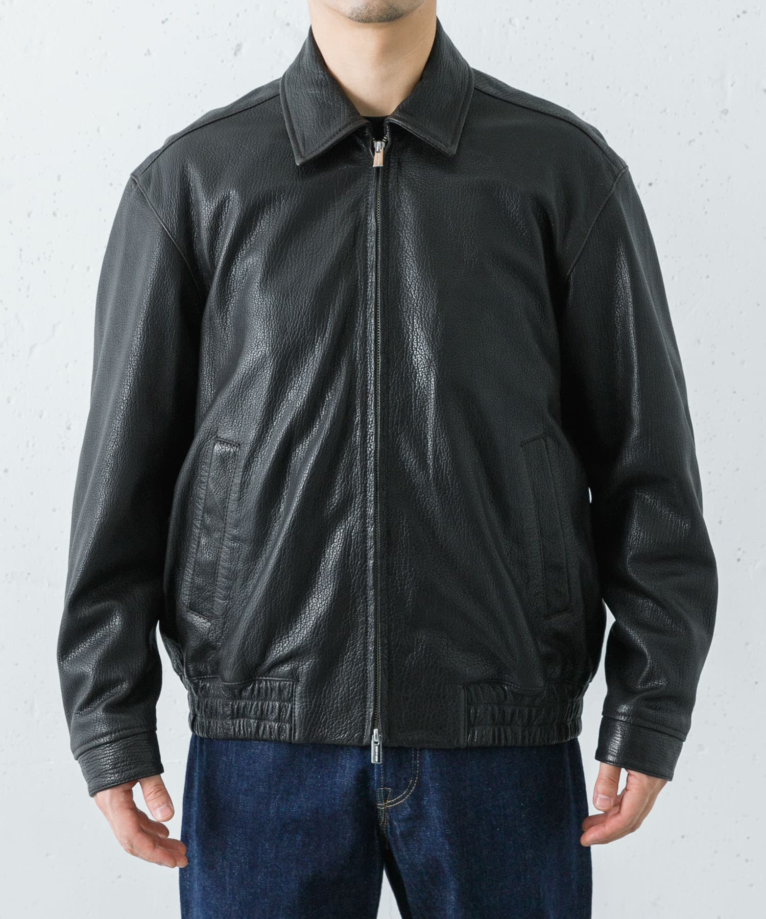 SEVEN BY SEVEN LEATHER ZIP UP BLOUSON(M 010 BLACK): アウター