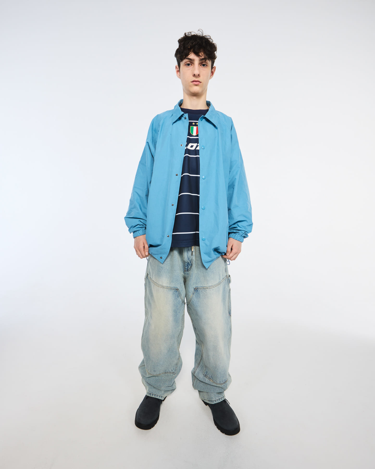 LOTTO　AUTHENTIC COACH JACKET DULL BLUE M