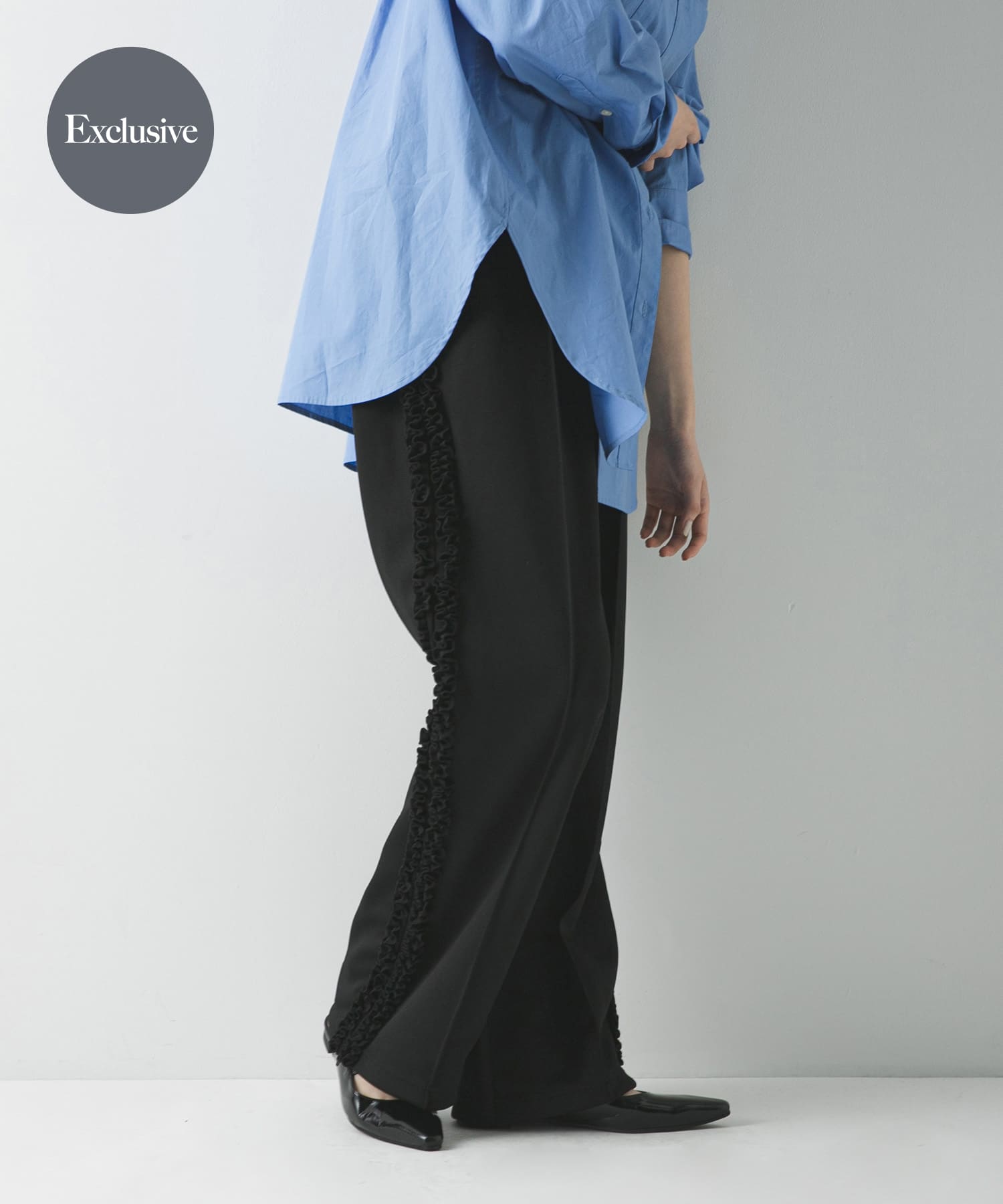 『別注』crinkle crinkle crinkle×URBAN RESEARCH　FRILL TRACK PANTS