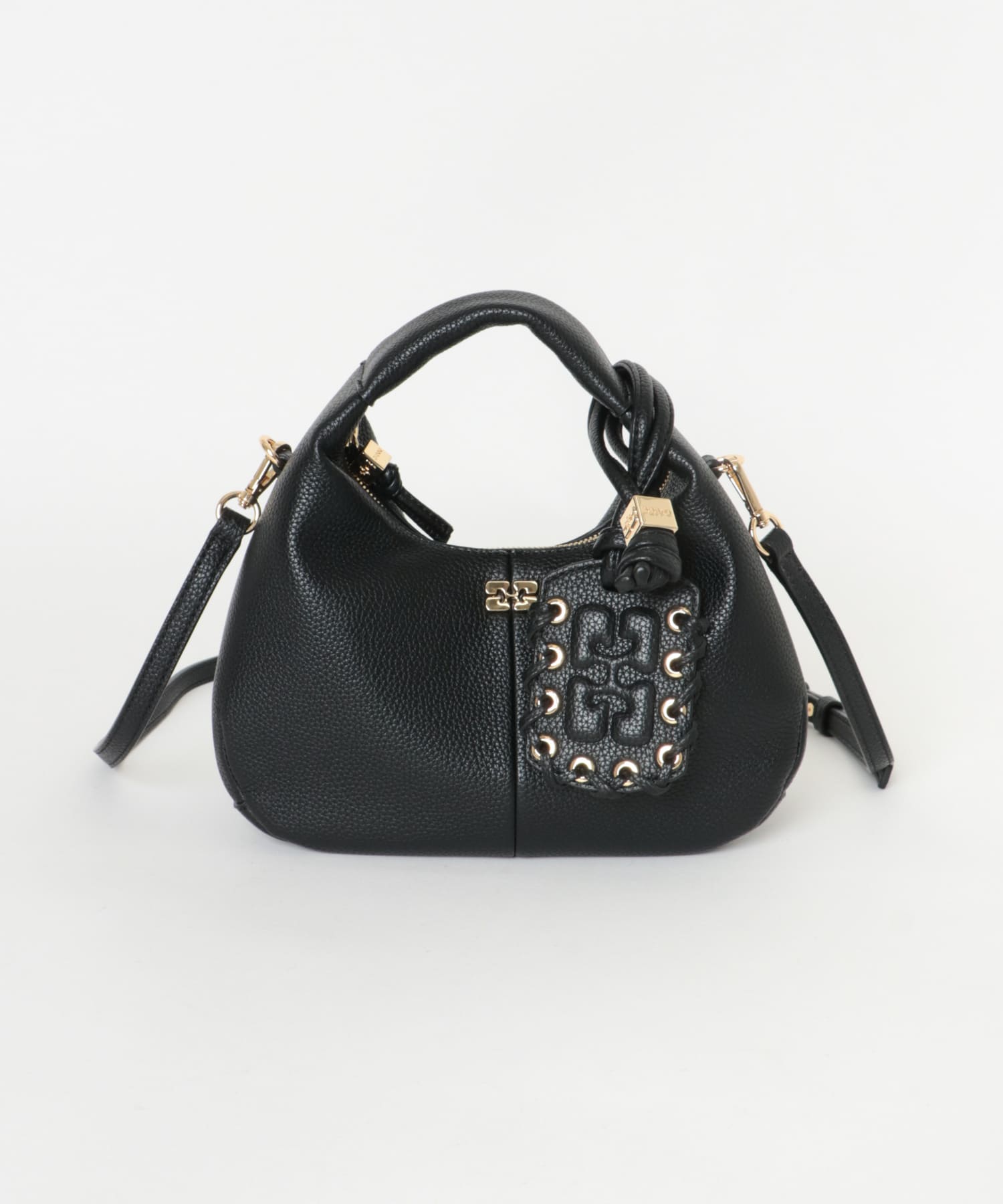 GANNI　HOBO MINI GRAINED BLACK -