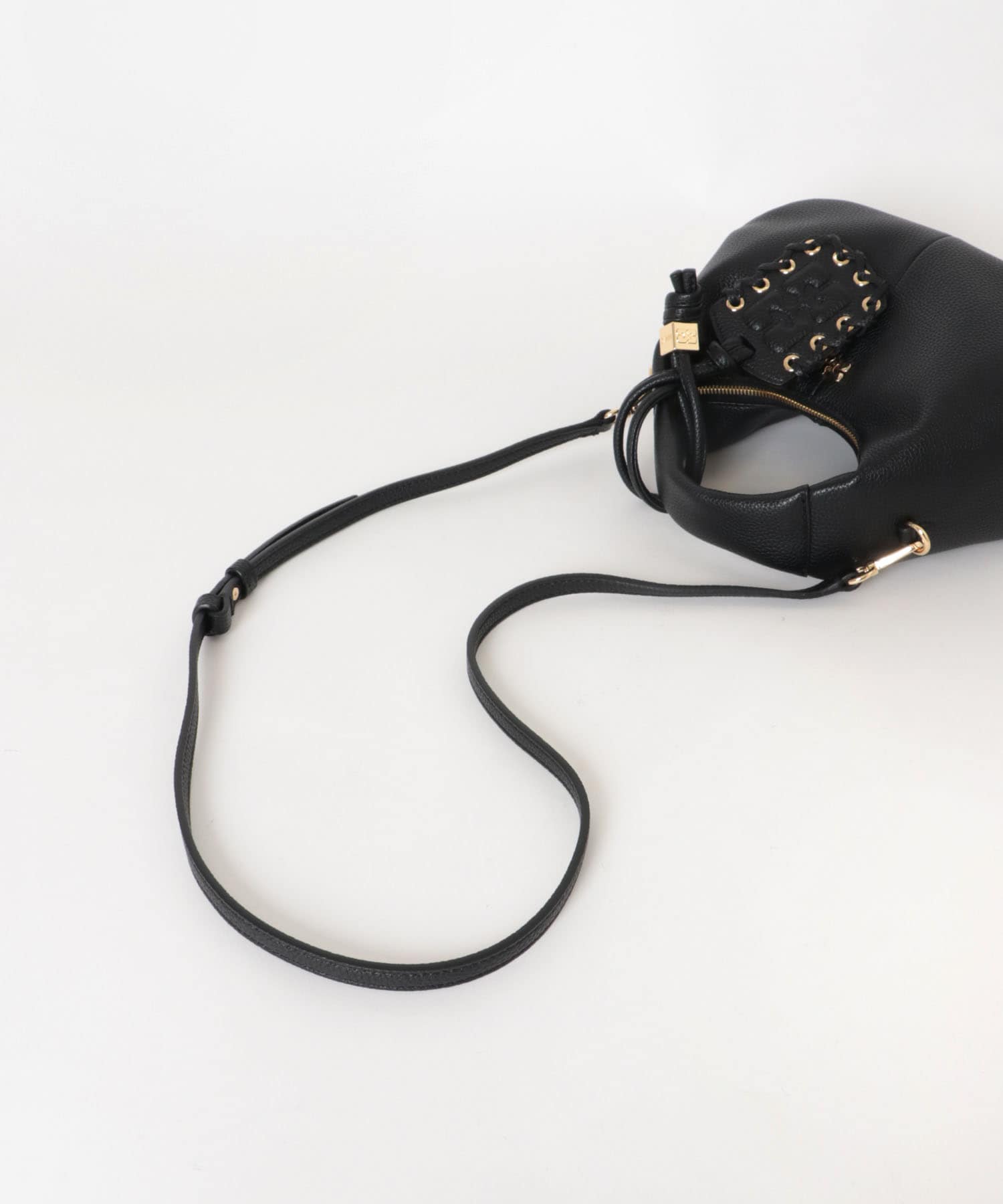 GANNI　HOBO MINI GRAINED BLACK -