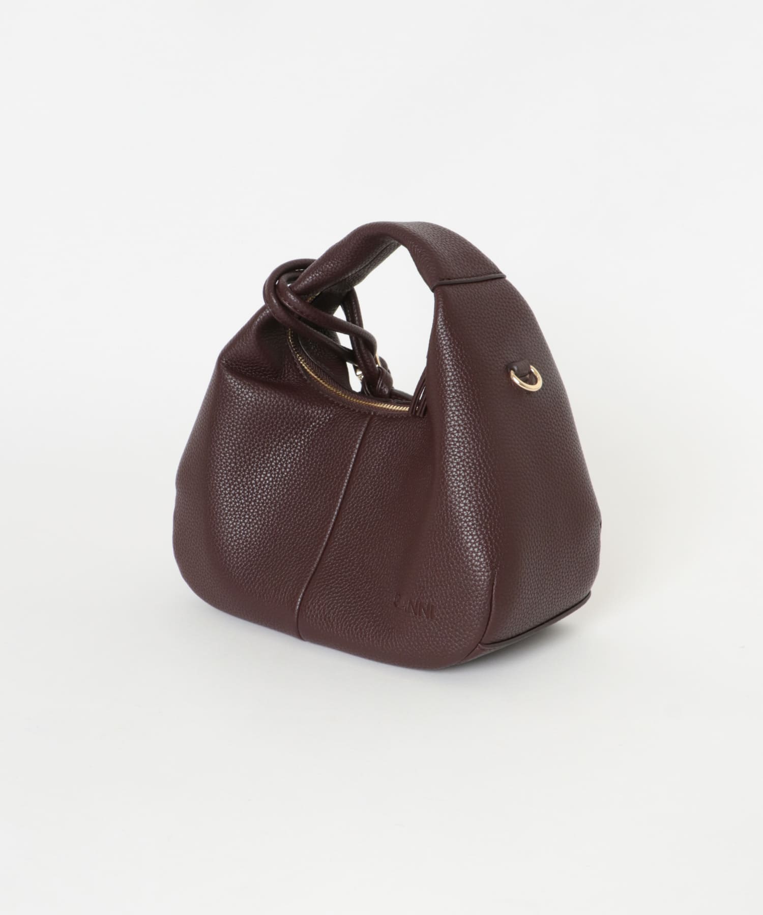 GANNI　HOBO MINI GRAINED C COFFEE -