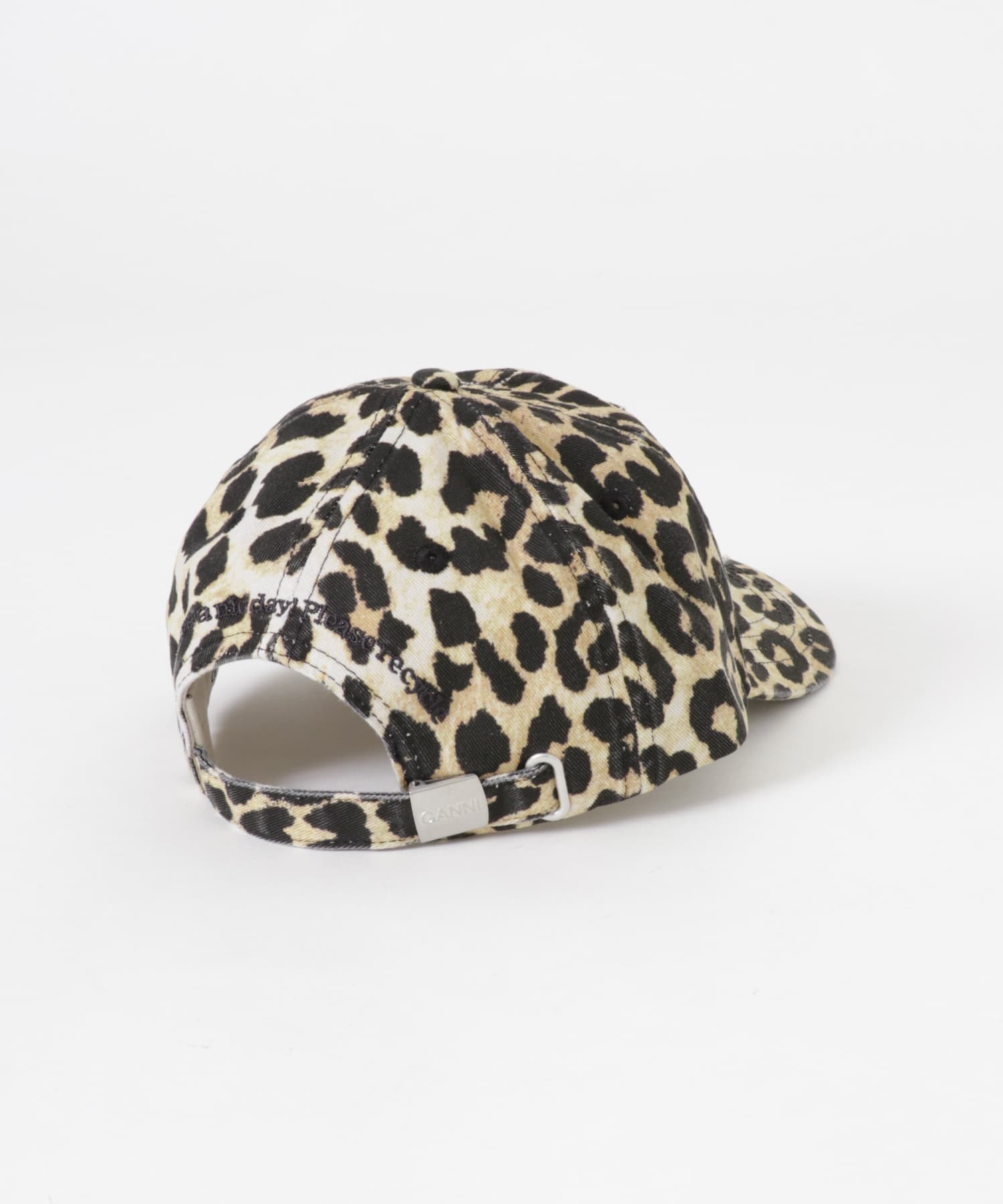 GANNI　WASHED COTTON CANVAS CAP LEOPARD -