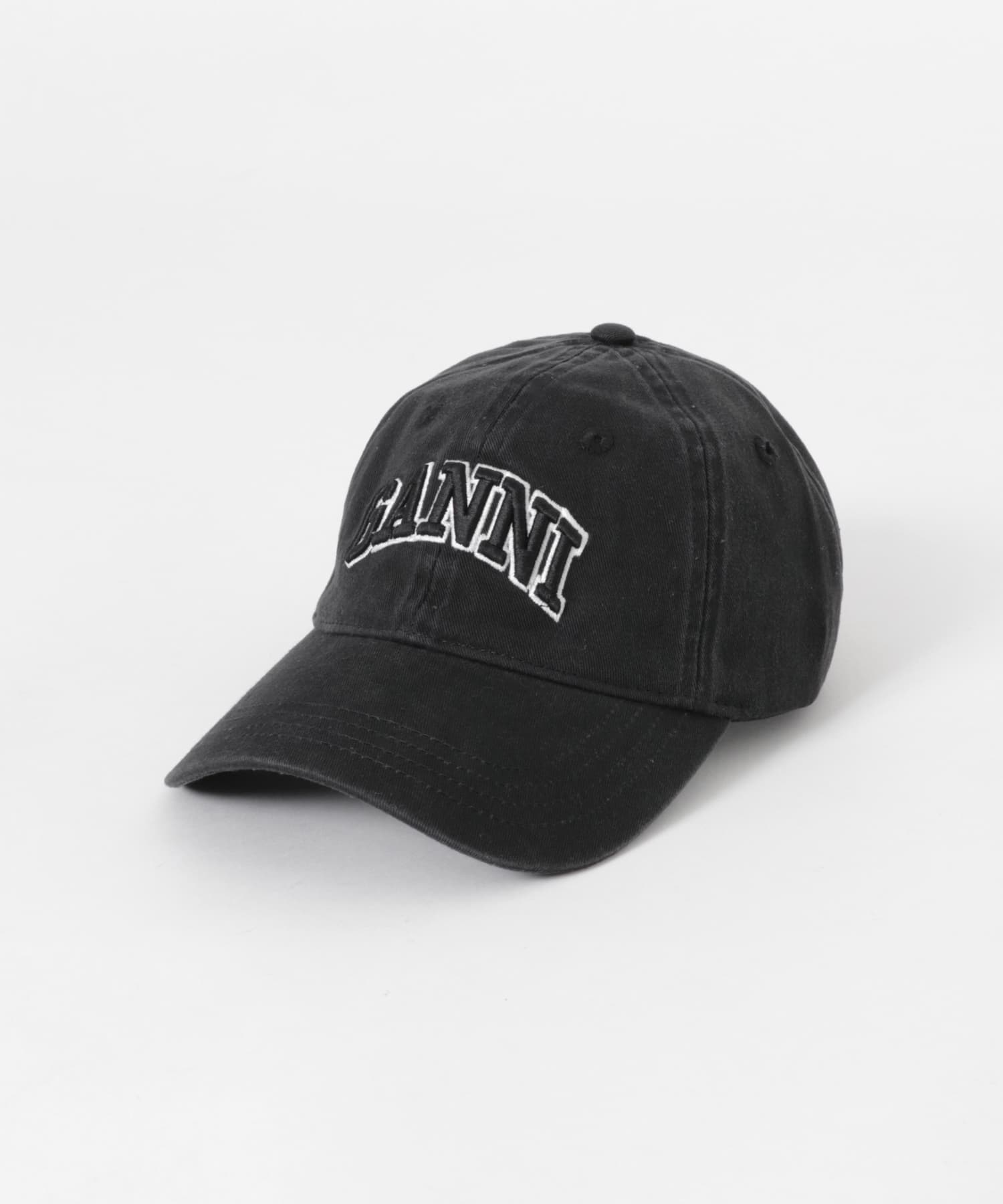 GANNI　WASHED COTTON CANVAS CAP BLACK -