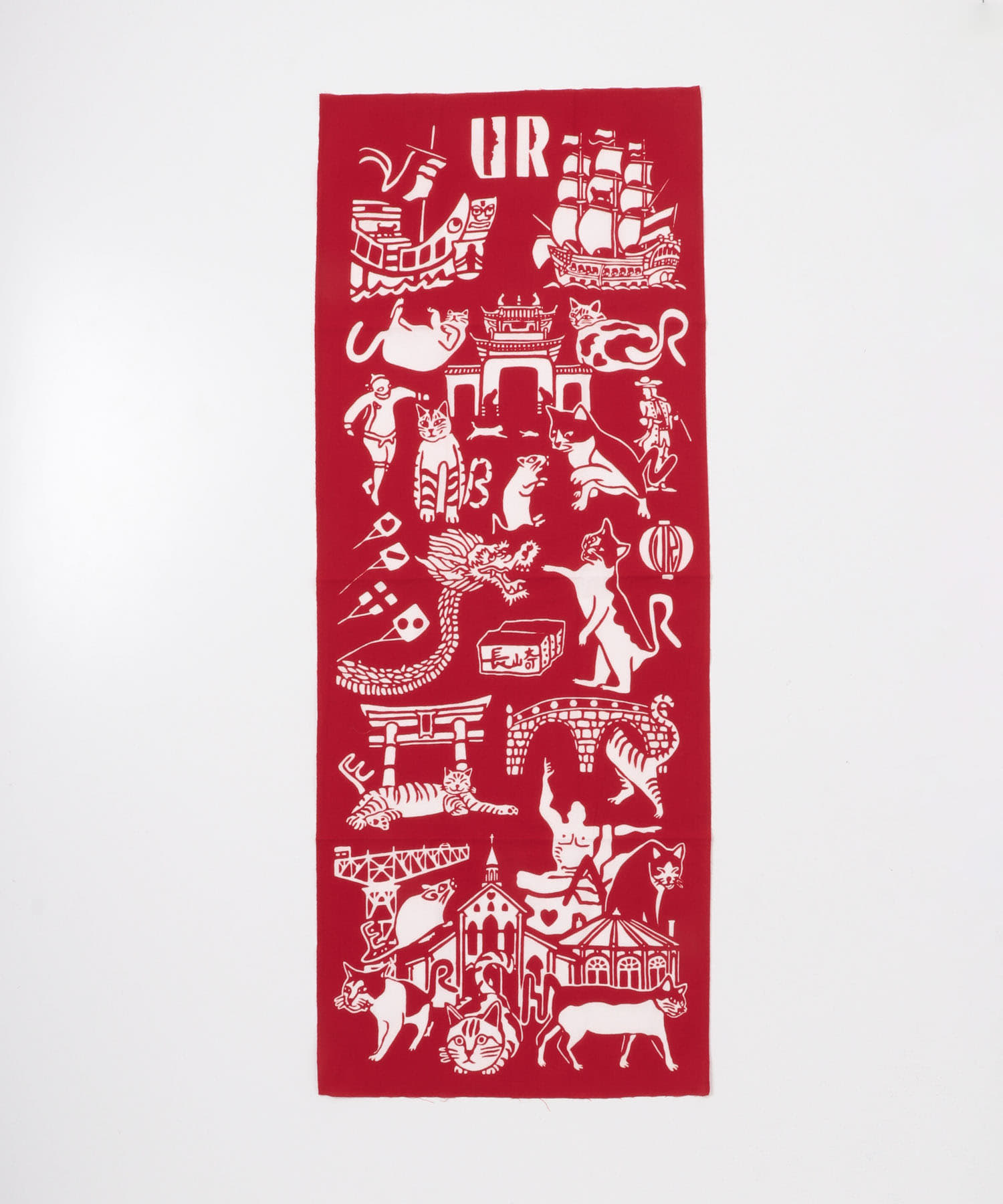 たてまつる　長崎のURおまがり猫 本染赤 レッド 0