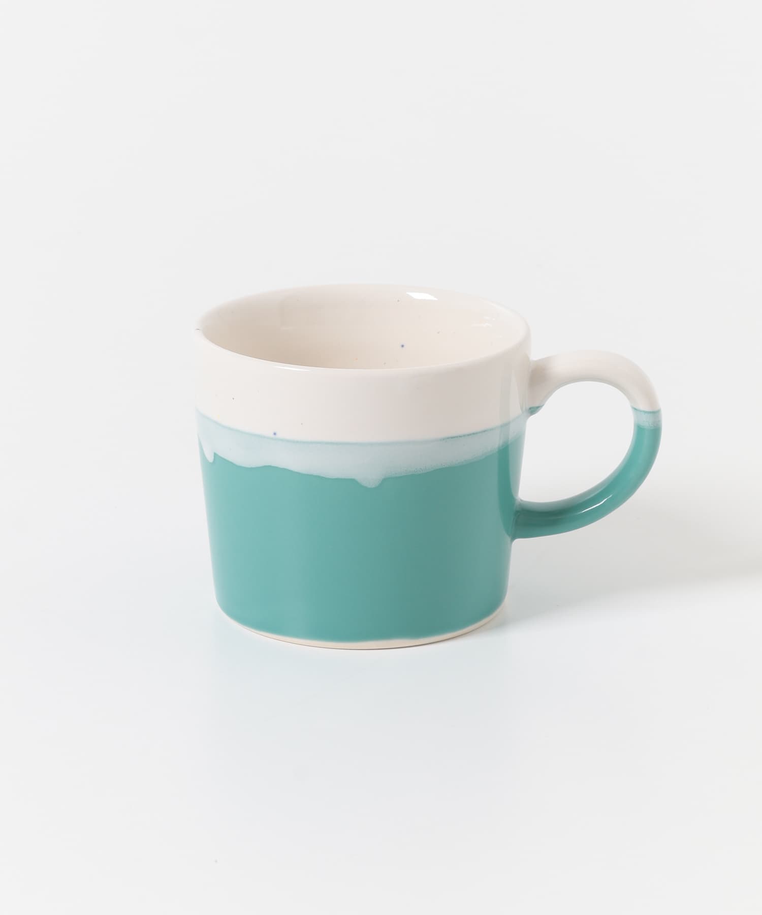 ミドリ陶芸舎　ショートマグツートン ターコイズ×白 0