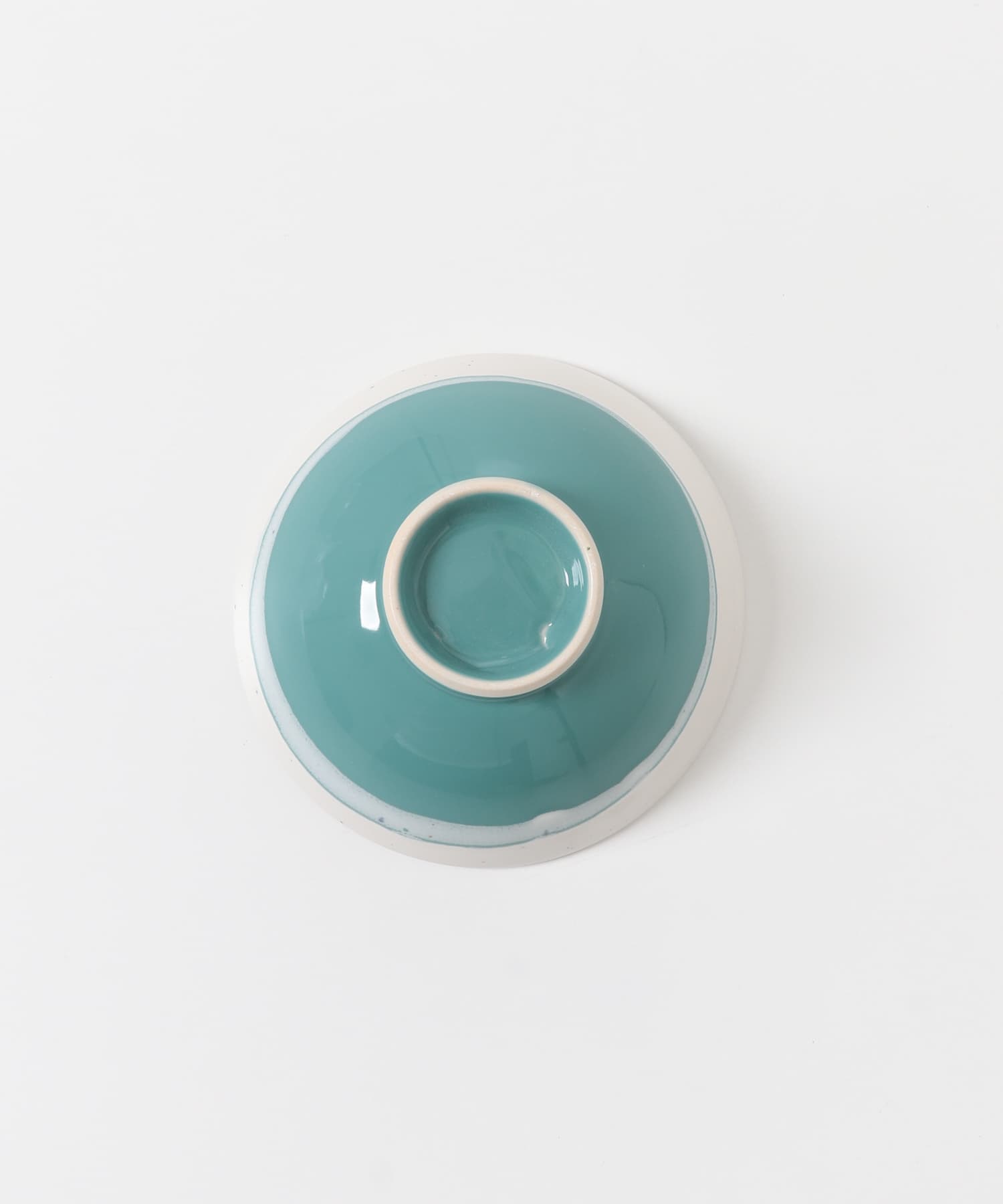 ミドリ陶芸舎　茶碗Lツートン ターコイズ×白 0