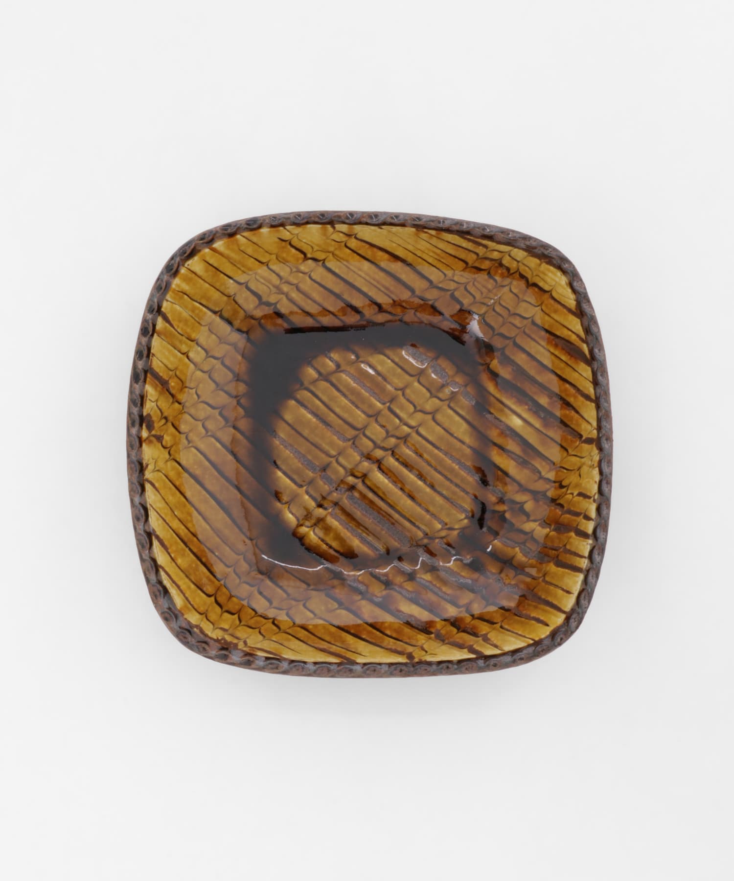 小代焼井上尚之　スリップ角鉢 - -