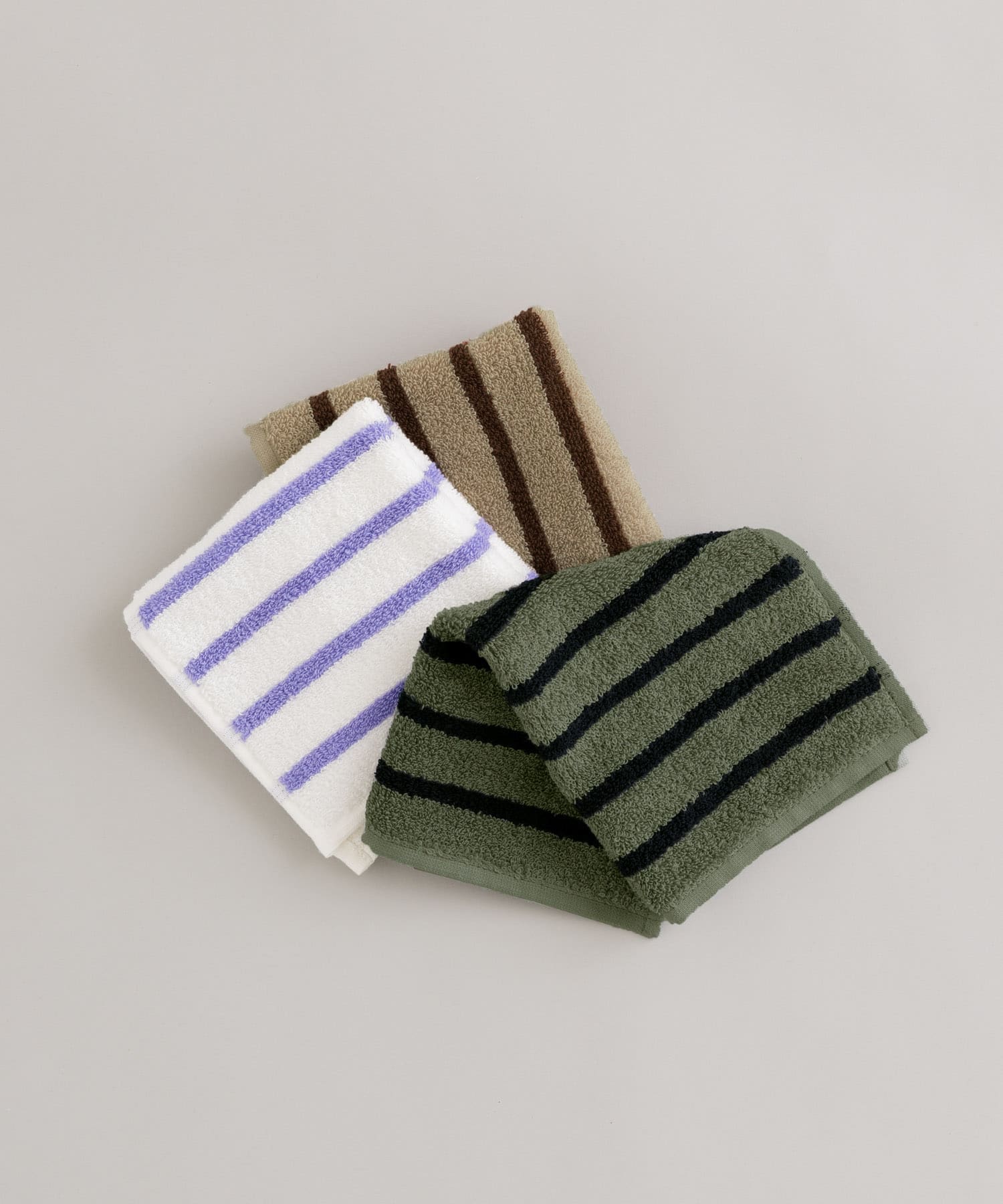 『UR TECH』ボーダーハンドタオル KHK×NVY 25×25