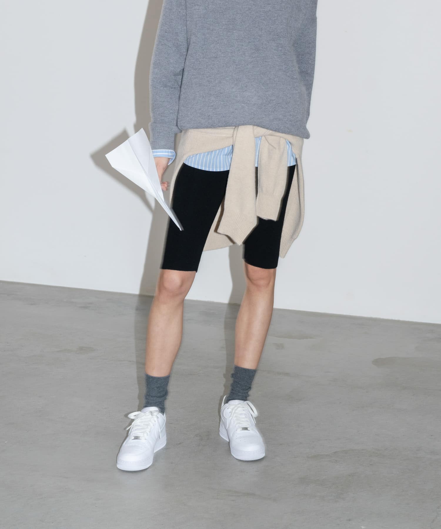 dDdDdDd CASHMERE TIGHT FIT SHORTS(S GRAY BLACK): ボトム｜URBAN