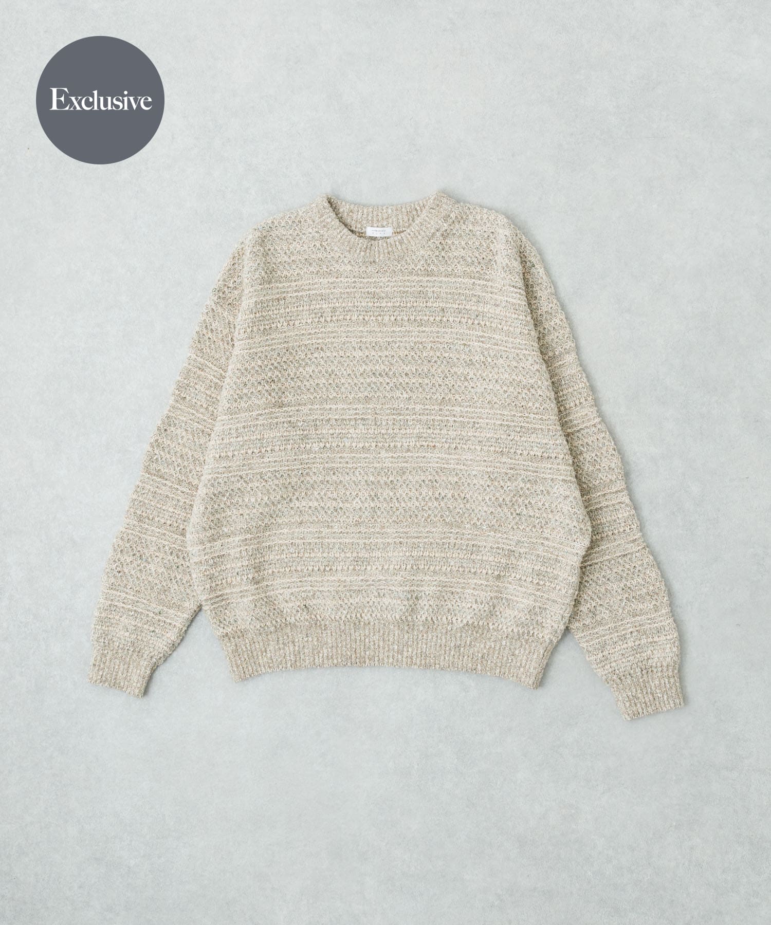 『別注』crepuscule×URBAN RESEARCH　Multi Border Mix CREW-NECK BEIGE 1