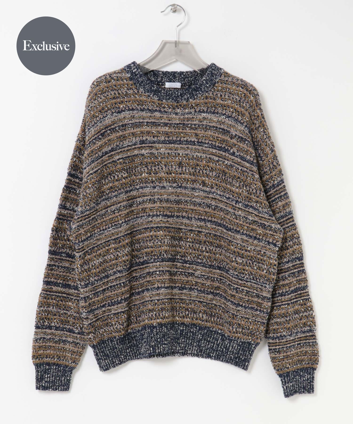 『別注』crepuscule×URBAN RESEARCH　Multi Border Mix CREW-NECK