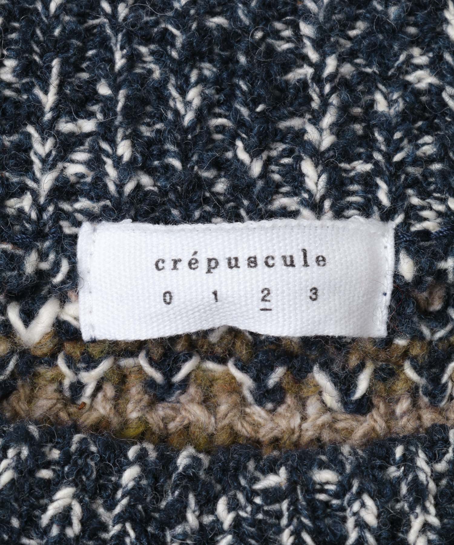 『別注』crepuscule×URBAN RESEARCH　Multi Border Mix CREW-NECK NAVY 1