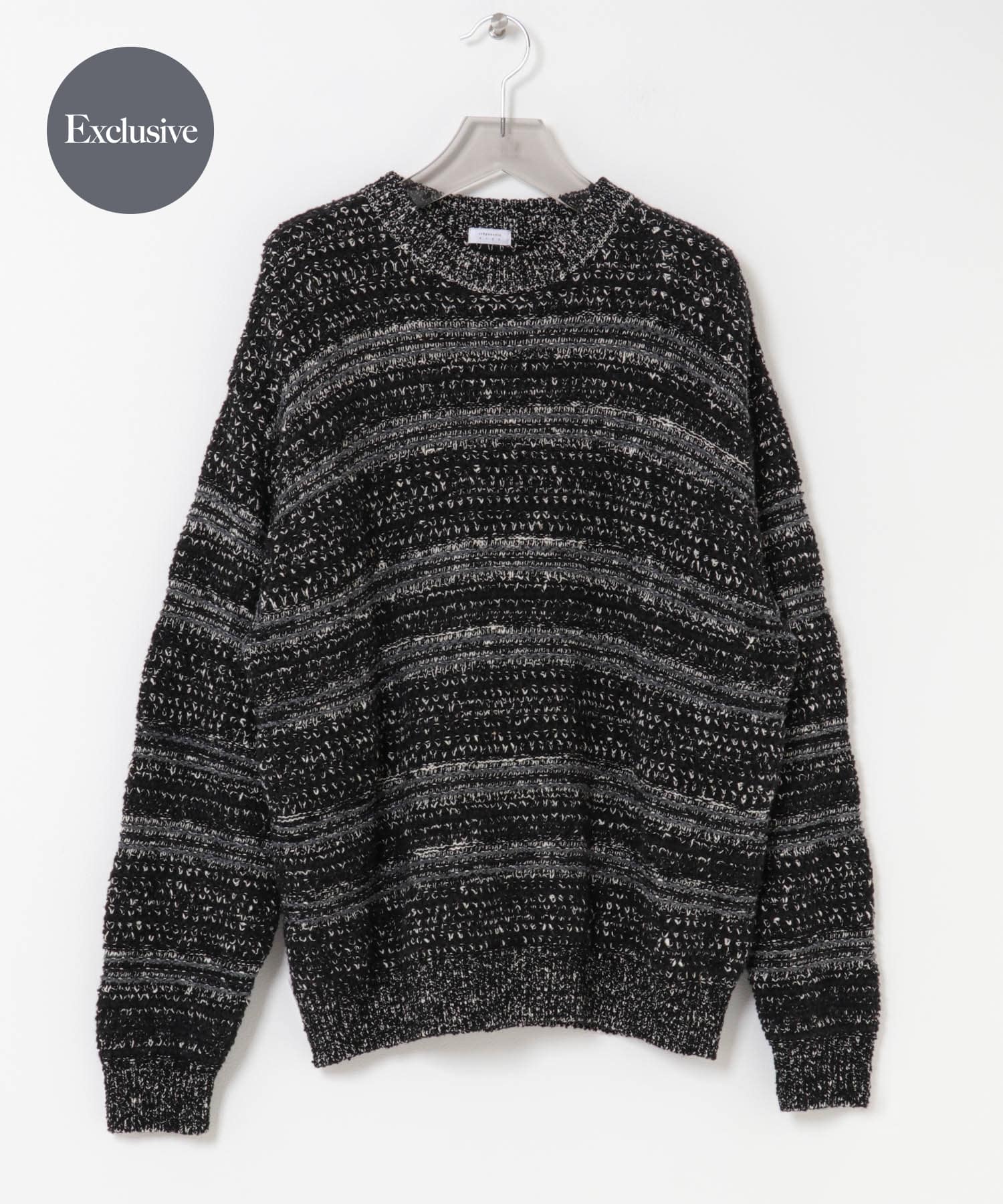『別注』crepuscule×URBAN RESEARCH　Multi Border Mix CREW-NECK