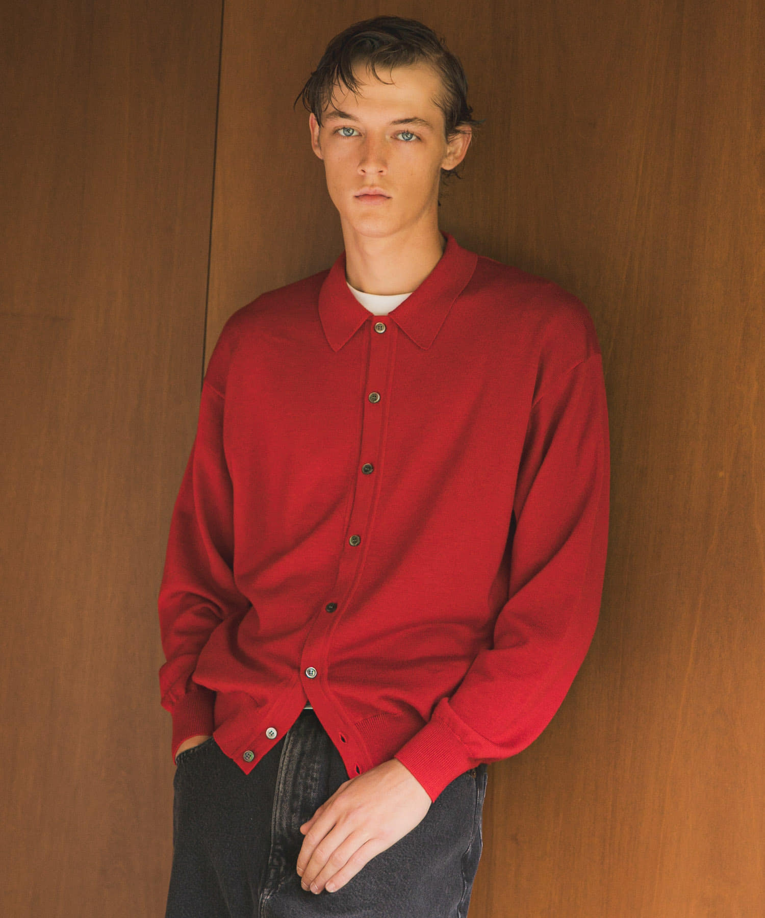 『別注』crepuscule×URBAN RESEARCH　H-G Knit Shirts BRICK 1