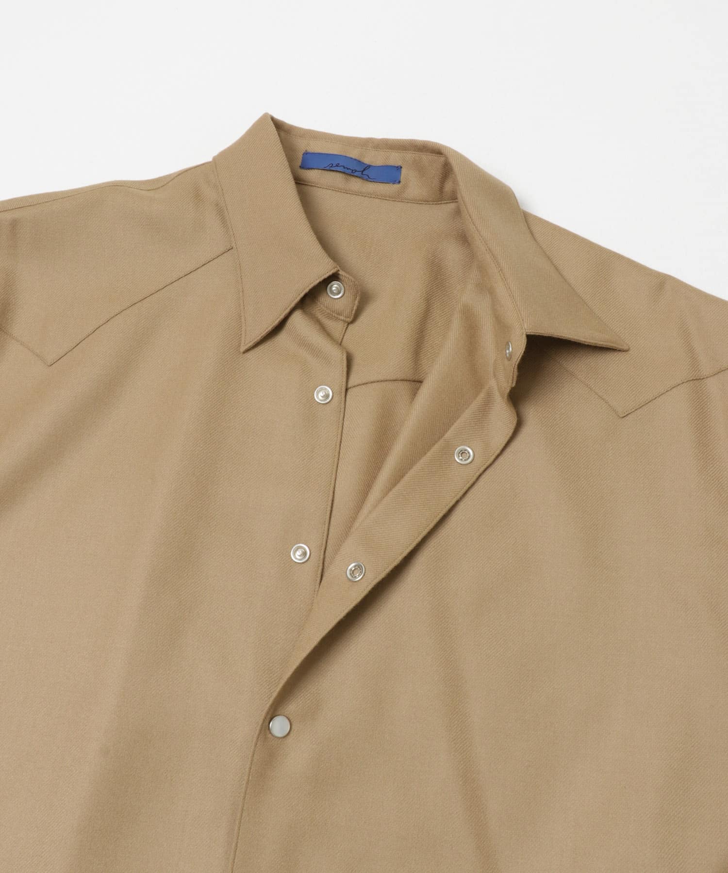 semoh　Wool Eastern Western shirts BEIGE 2