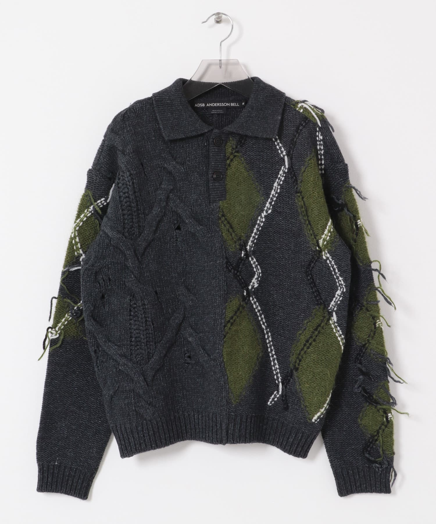 Andersson Bell　ARGYLE F.M POLO SWEATER CHARCOAL M