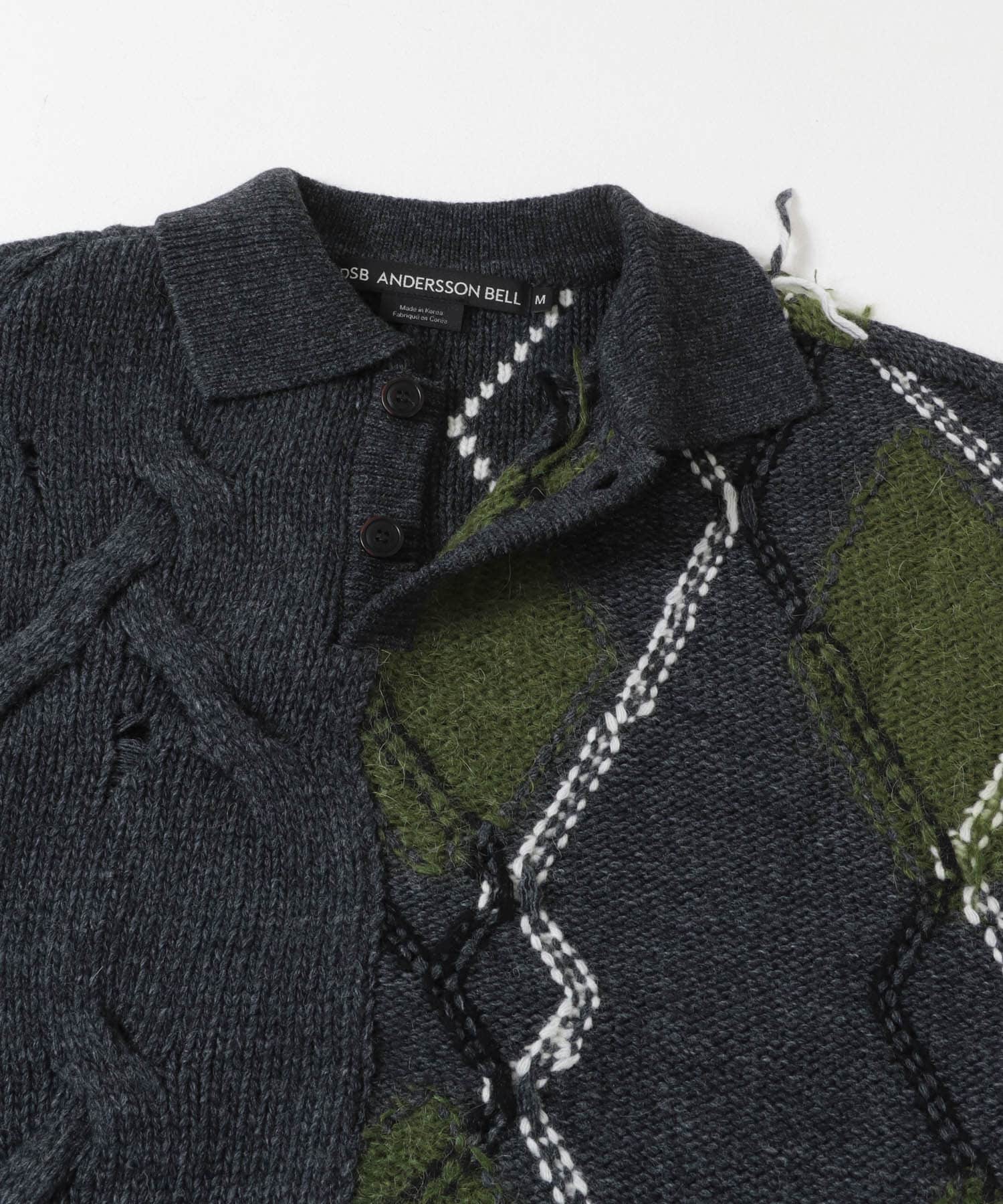Andersson Bell　ARGYLE F.M POLO SWEATER CHARCOAL M