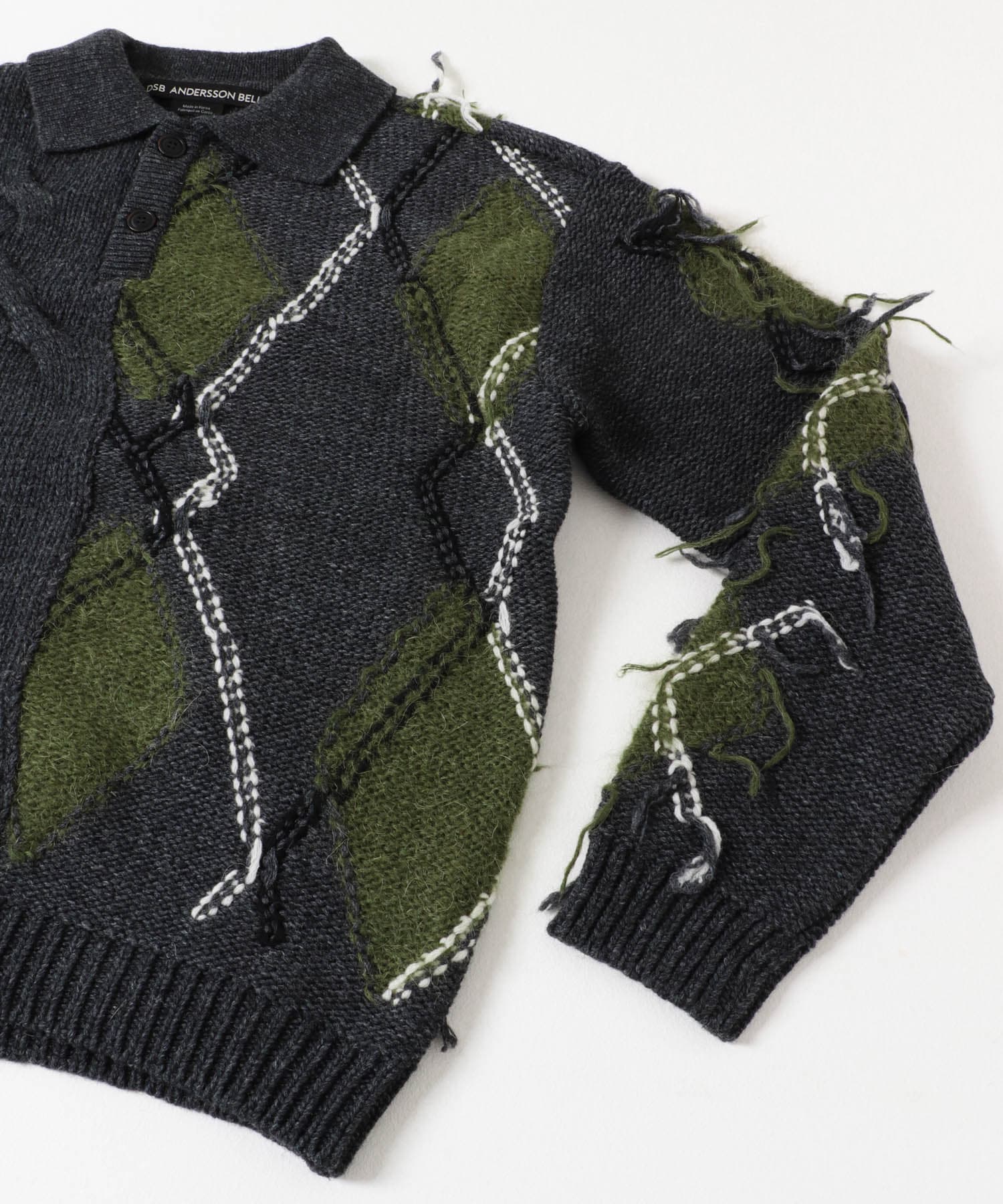 Andersson Bell　ARGYLE F.M POLO SWEATER CHARCOAL M