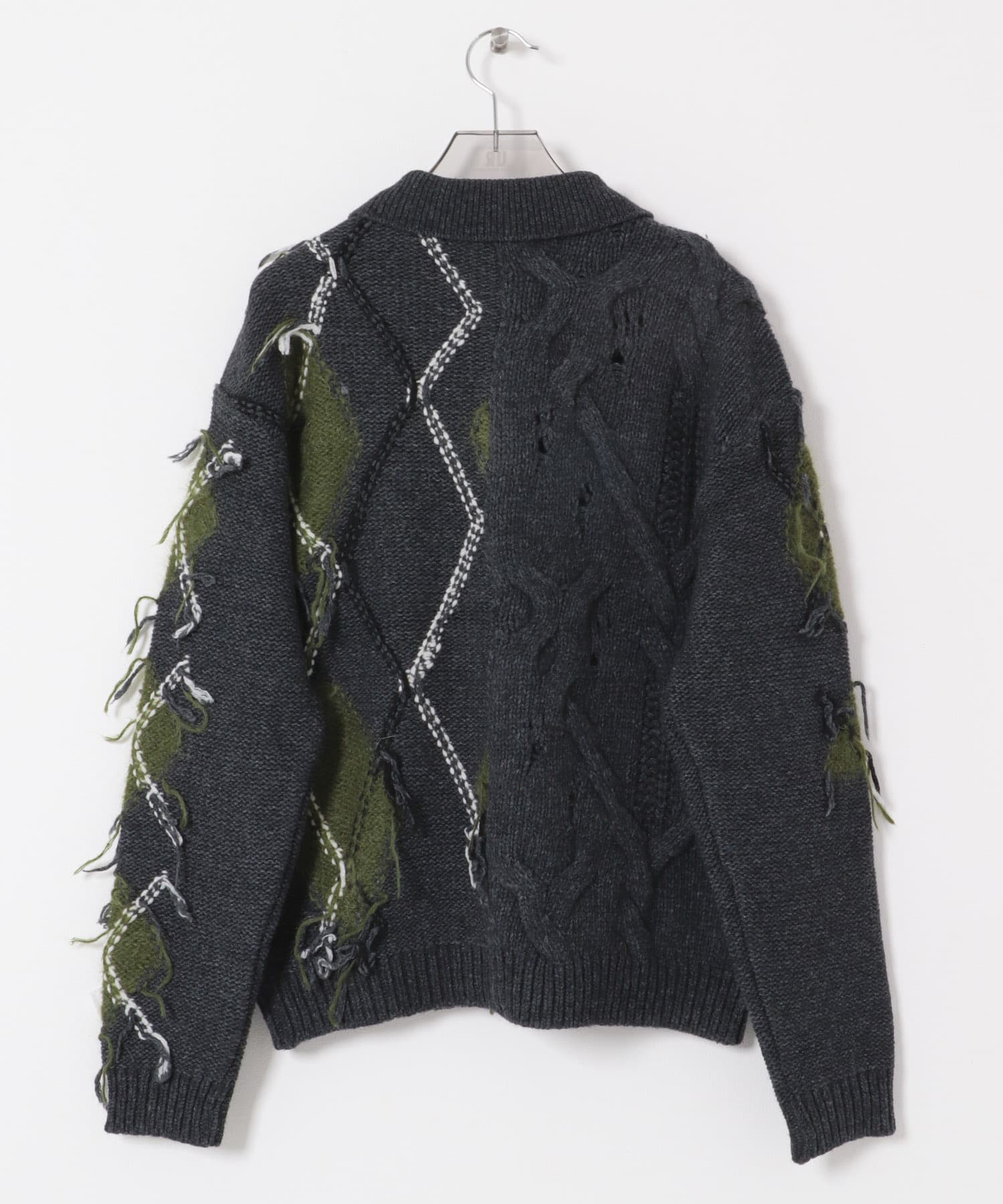Andersson Bell　ARGYLE F.M POLO SWEATER CHARCOAL M
