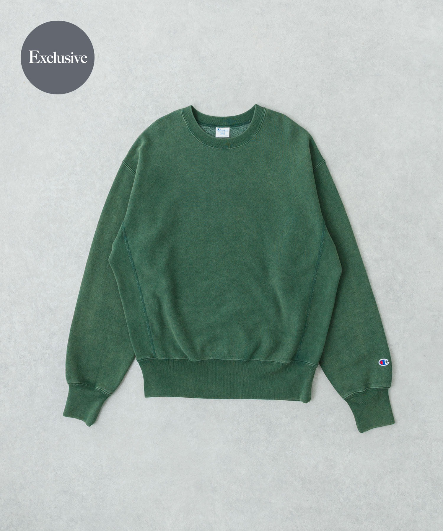 『別注』CHAMPION×URBAN RESEARCH　SNOW POWDER WASH CREW-NECK GREEN M