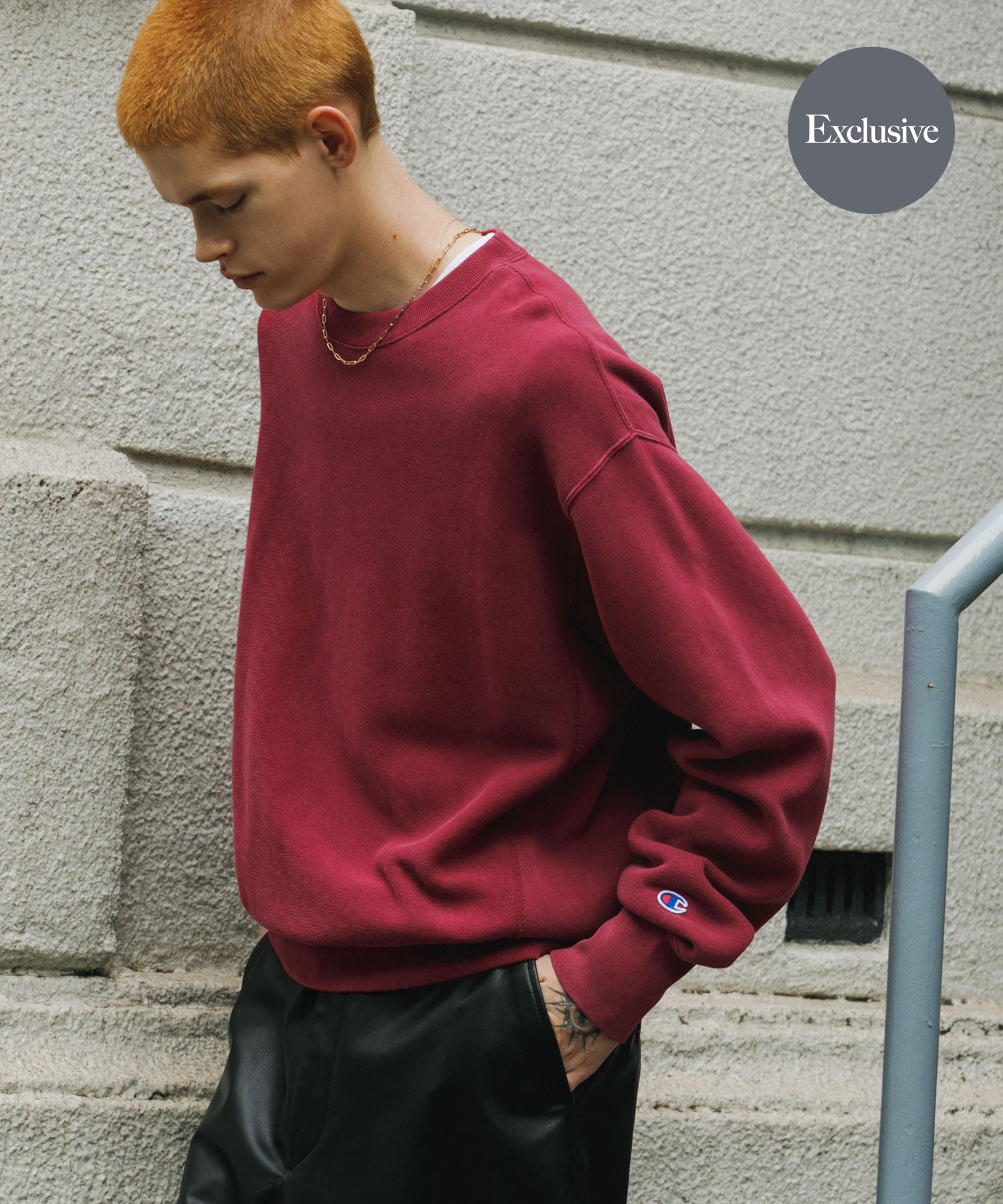 『別注』CHAMPION×URBAN RESEARCH　SNOW POWDER WASH CREW-NECK