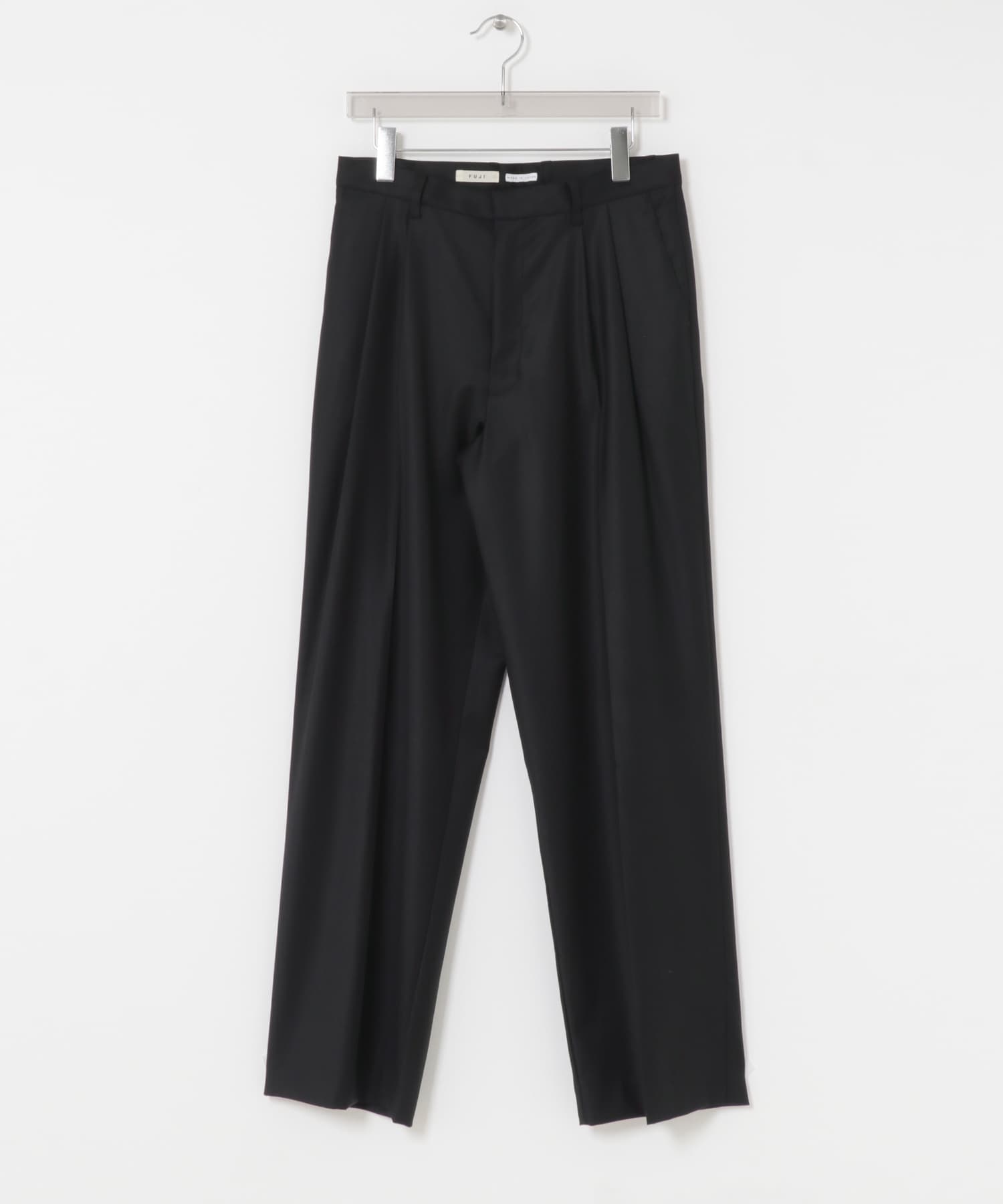 FUJI　WOOL SILK TWO TUCK SLACKS BLACK 5