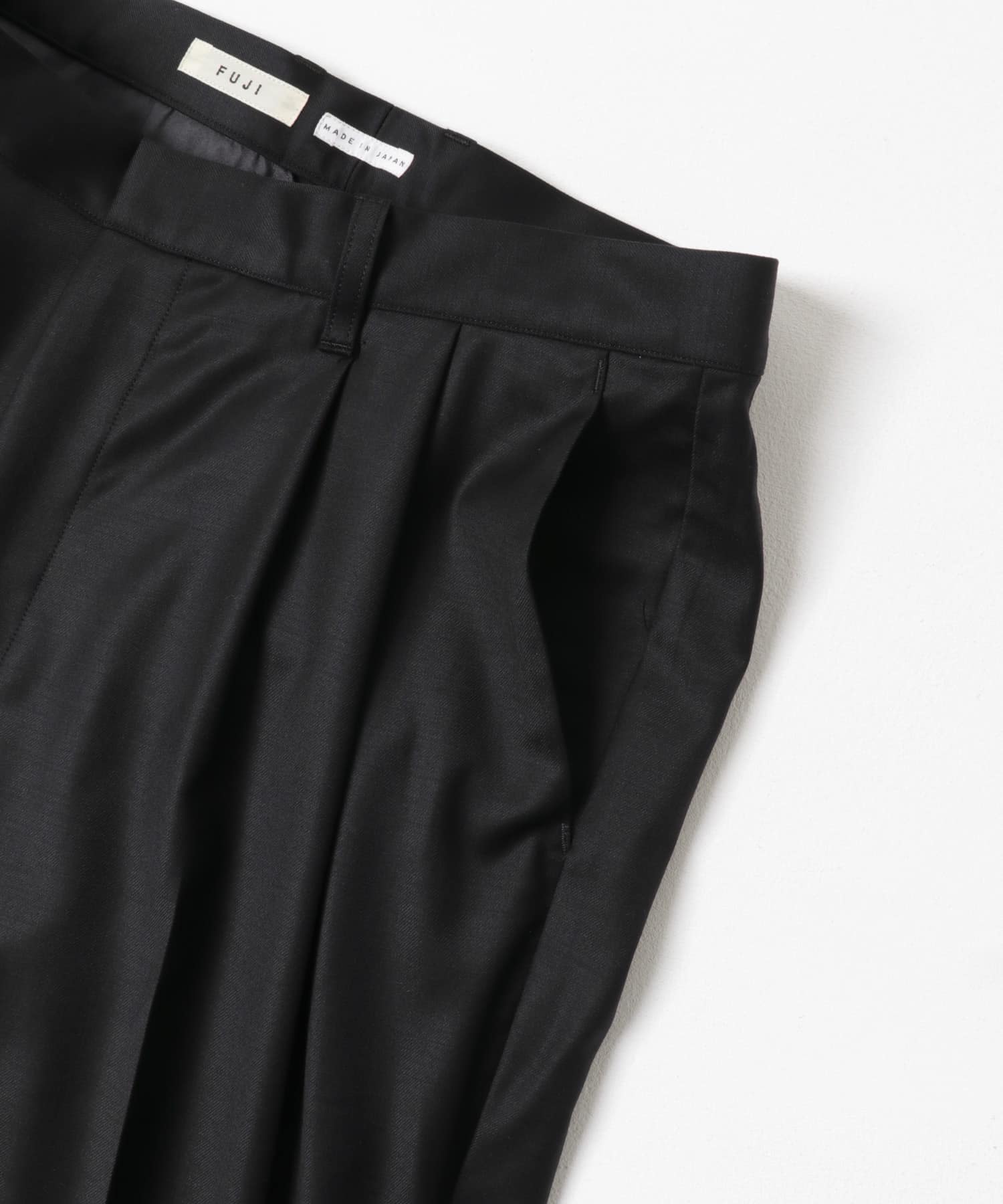 FUJI　WOOL SILK TWO TUCK SLACKS BLACK 5