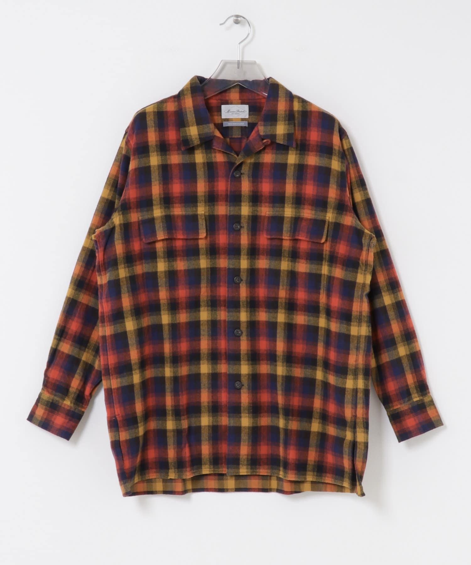 Marvine Pontiak Shirt Makers　Open Collar SHIRTS Nvy×Or CH Comfort