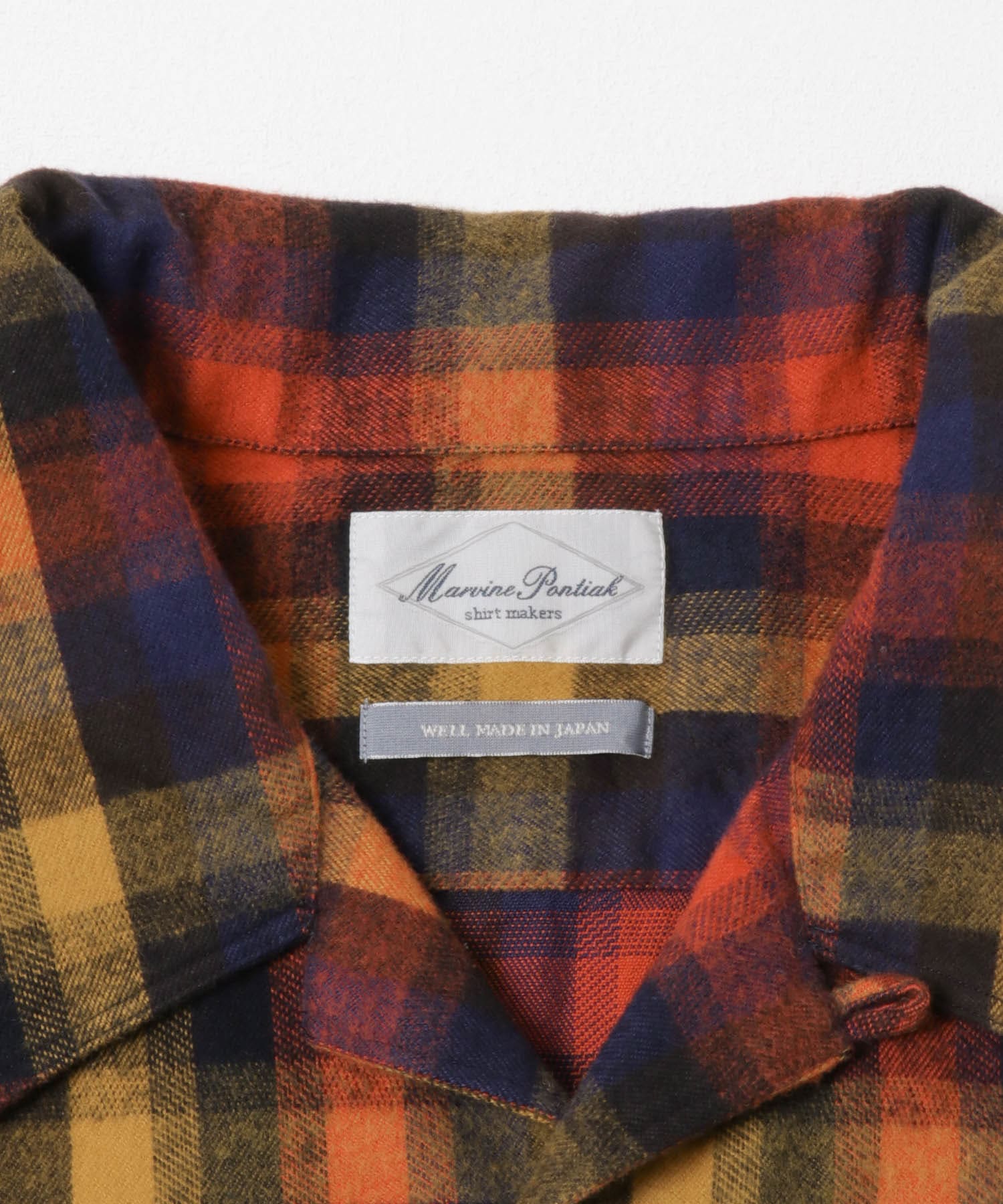 Marvine Pontiak Shirt Makers　Open Collar SHIRTS Nvy×Or CH Comfort