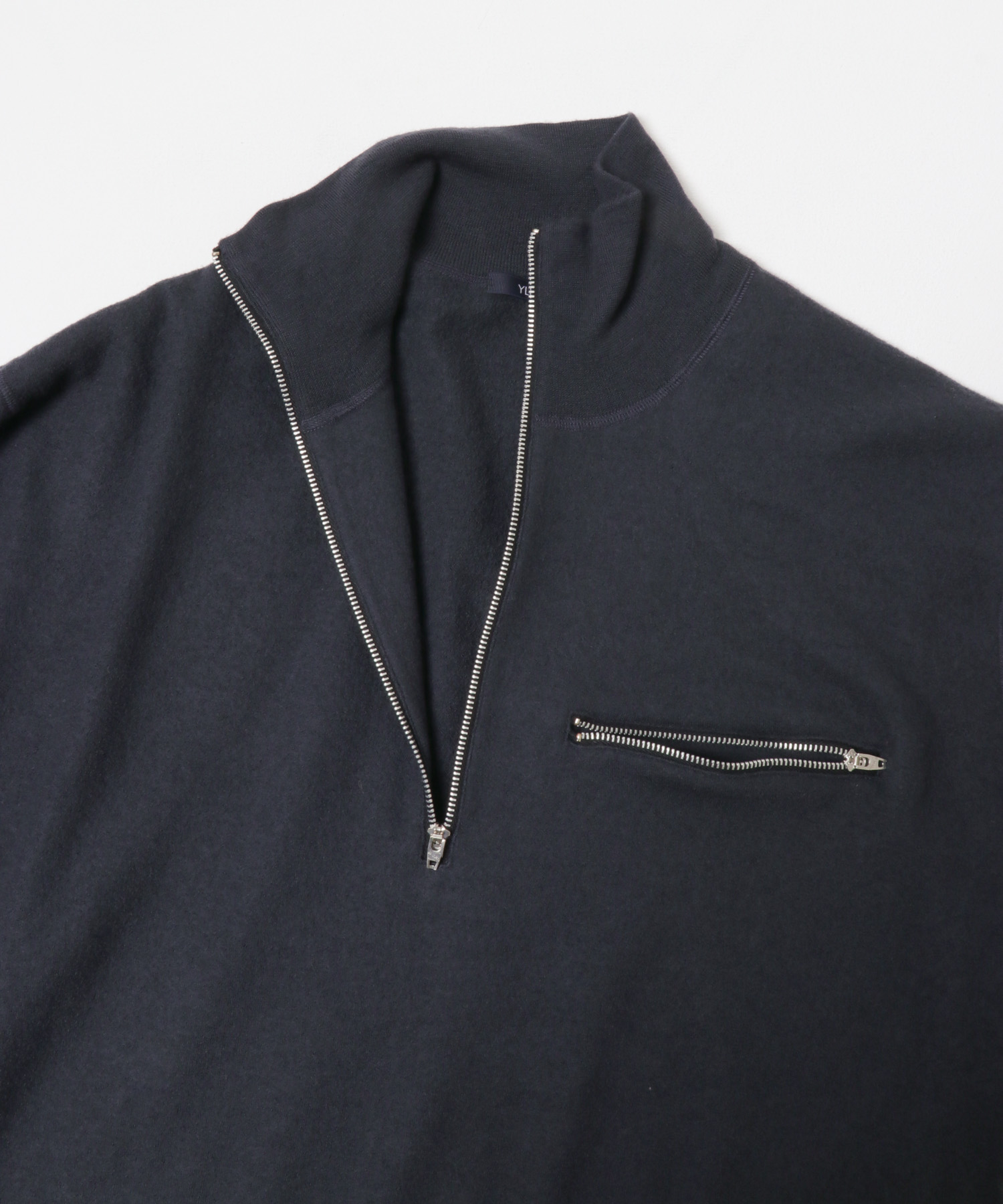 YLEVE　M.WOOL KNIT HALF ZIP PULLOVER 120 S NAVY 4