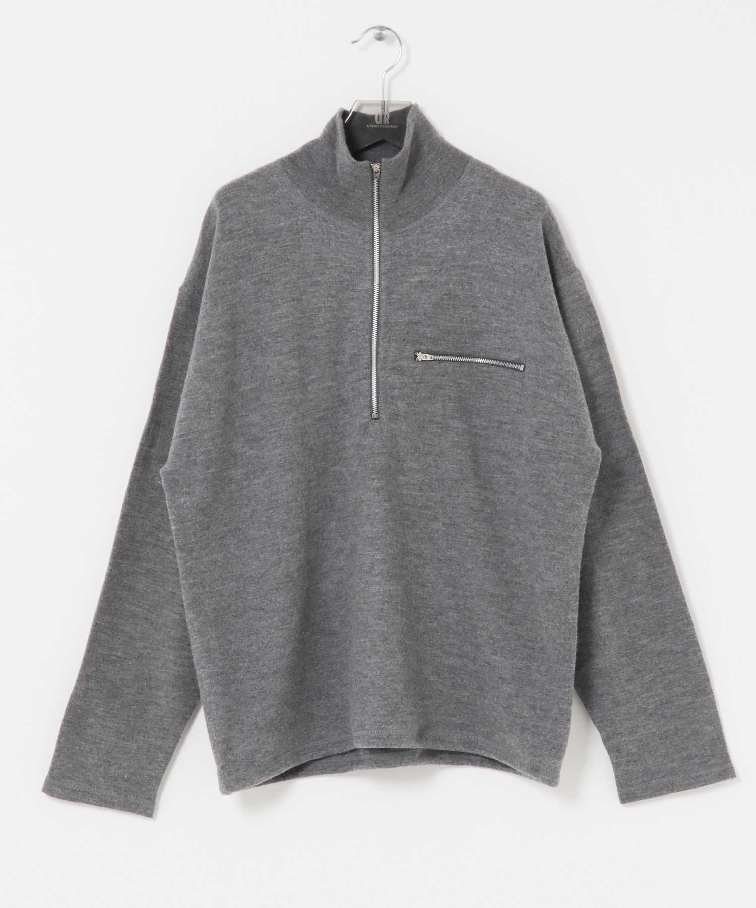 YLEVE　M.WOOL KNIT HALF ZIP PULLOVER 020 GREY 4