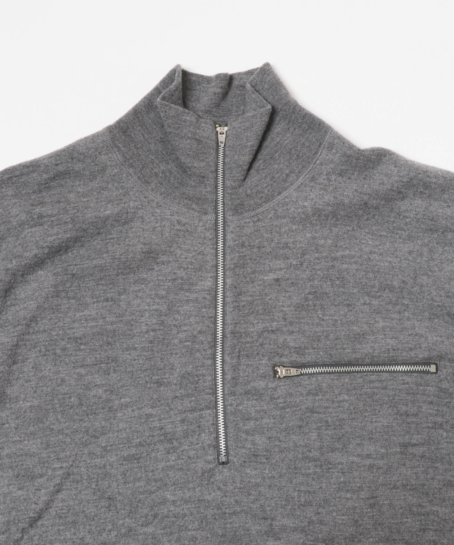 YLEVE　M.WOOL KNIT HALF ZIP PULLOVER 020 GREY 4
